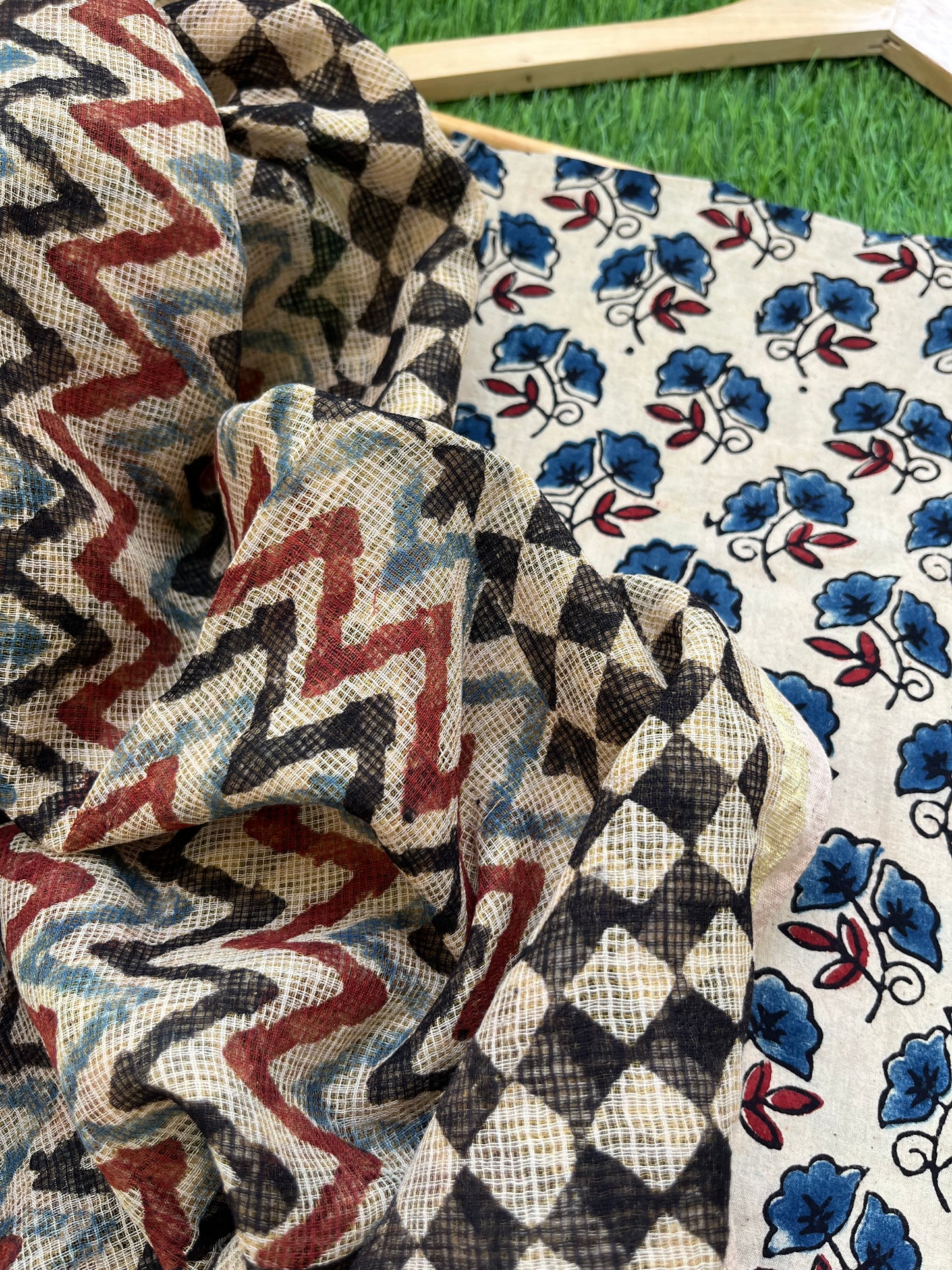 Ajrakh cotton Kurta bottom and kota doria dupatta