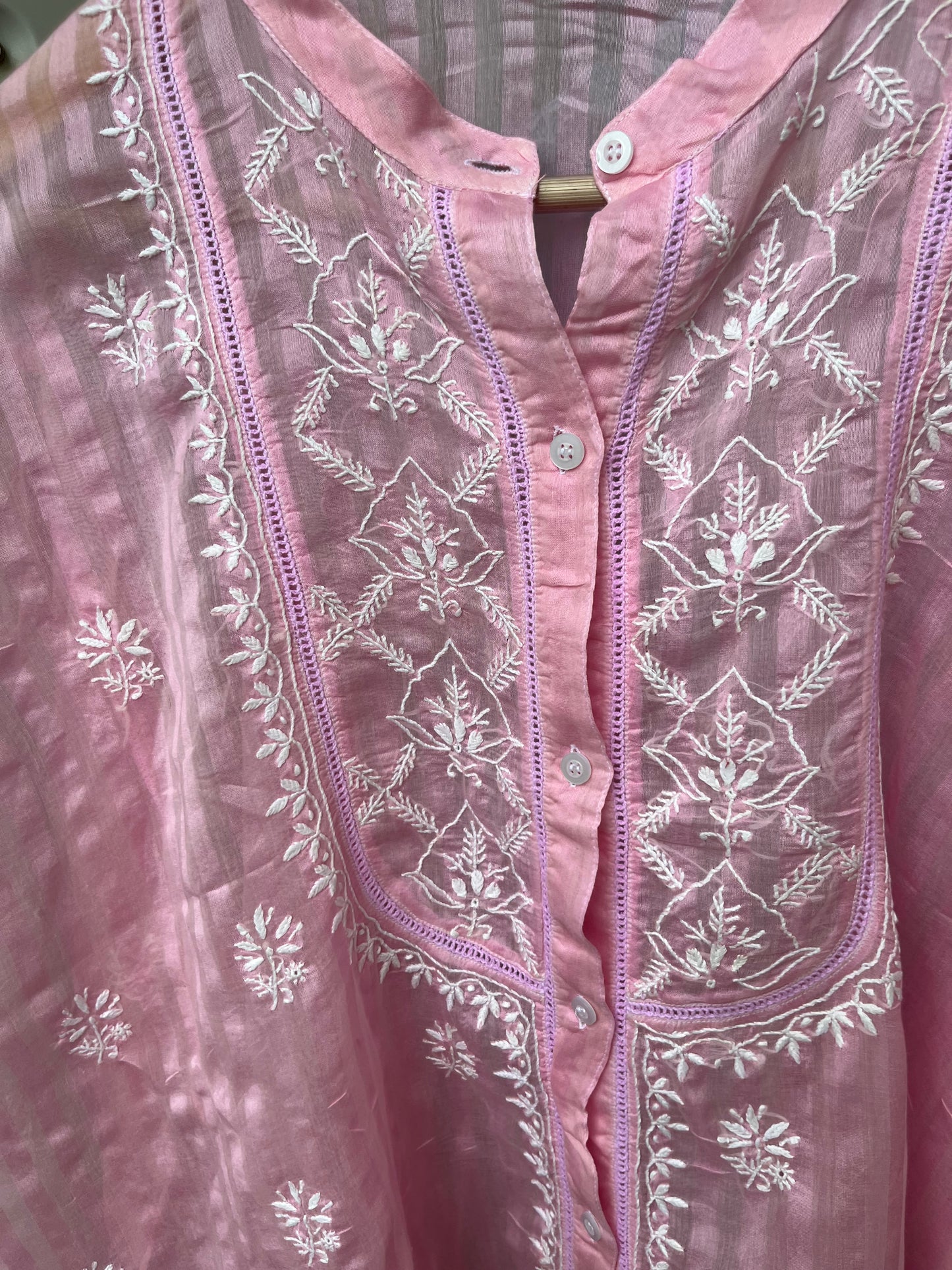 Chanderi chikan shirt and a-bottom-coord set