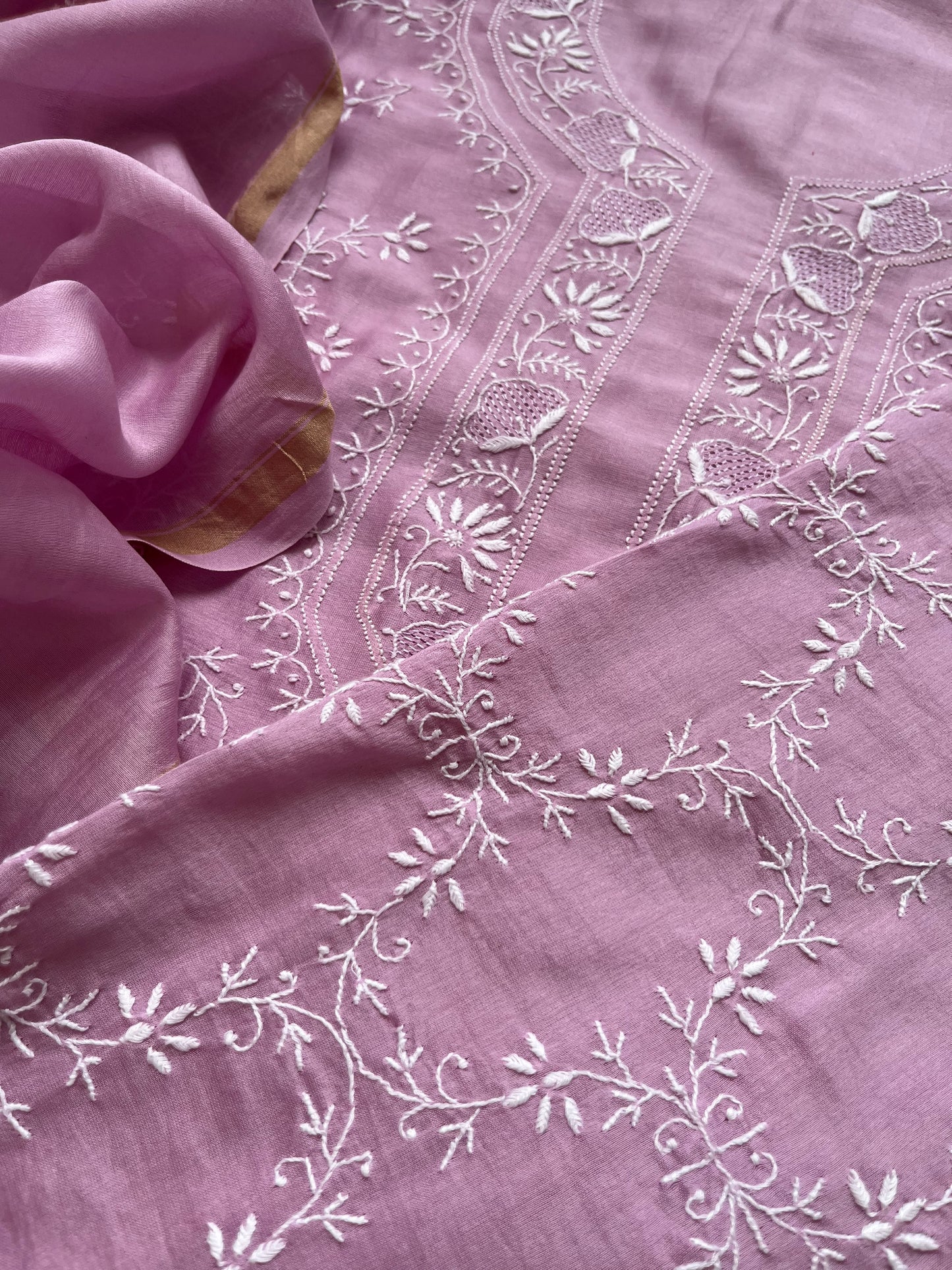 Chanderi Chikankari Kurta Dupatta