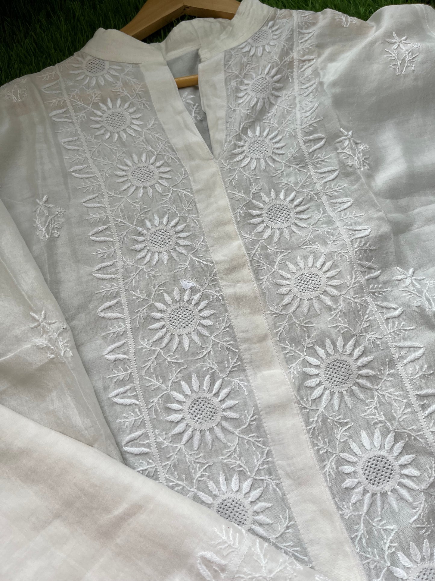 Chanderi chikan shirt and a-bottom-coord set
