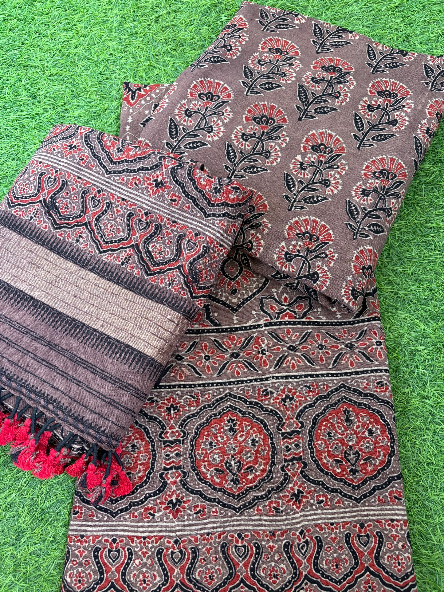 Kala Cotton Ajrakh Kurta bottom and dupatta