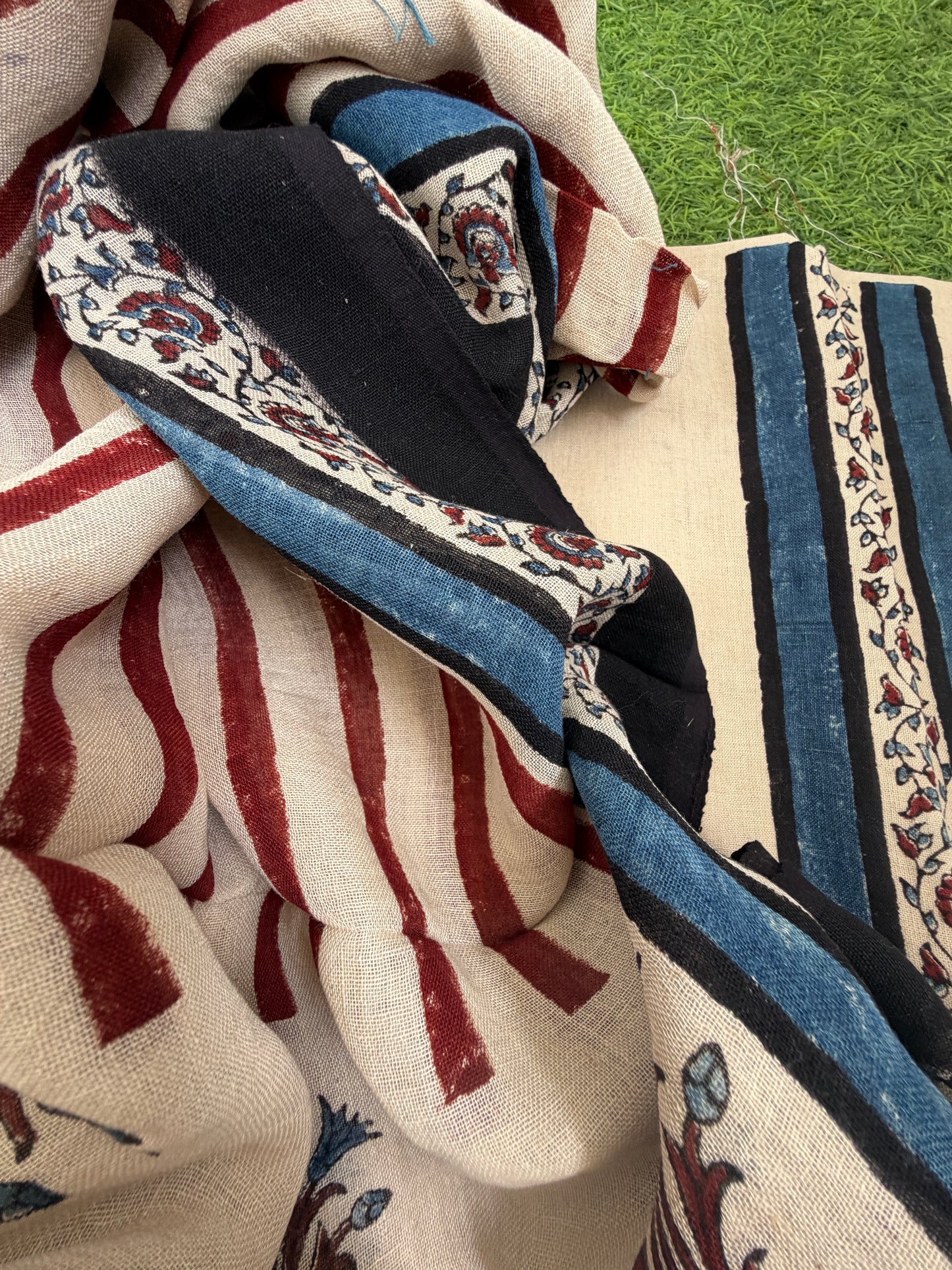 Linen Ajrakh Kurta and dupatta
