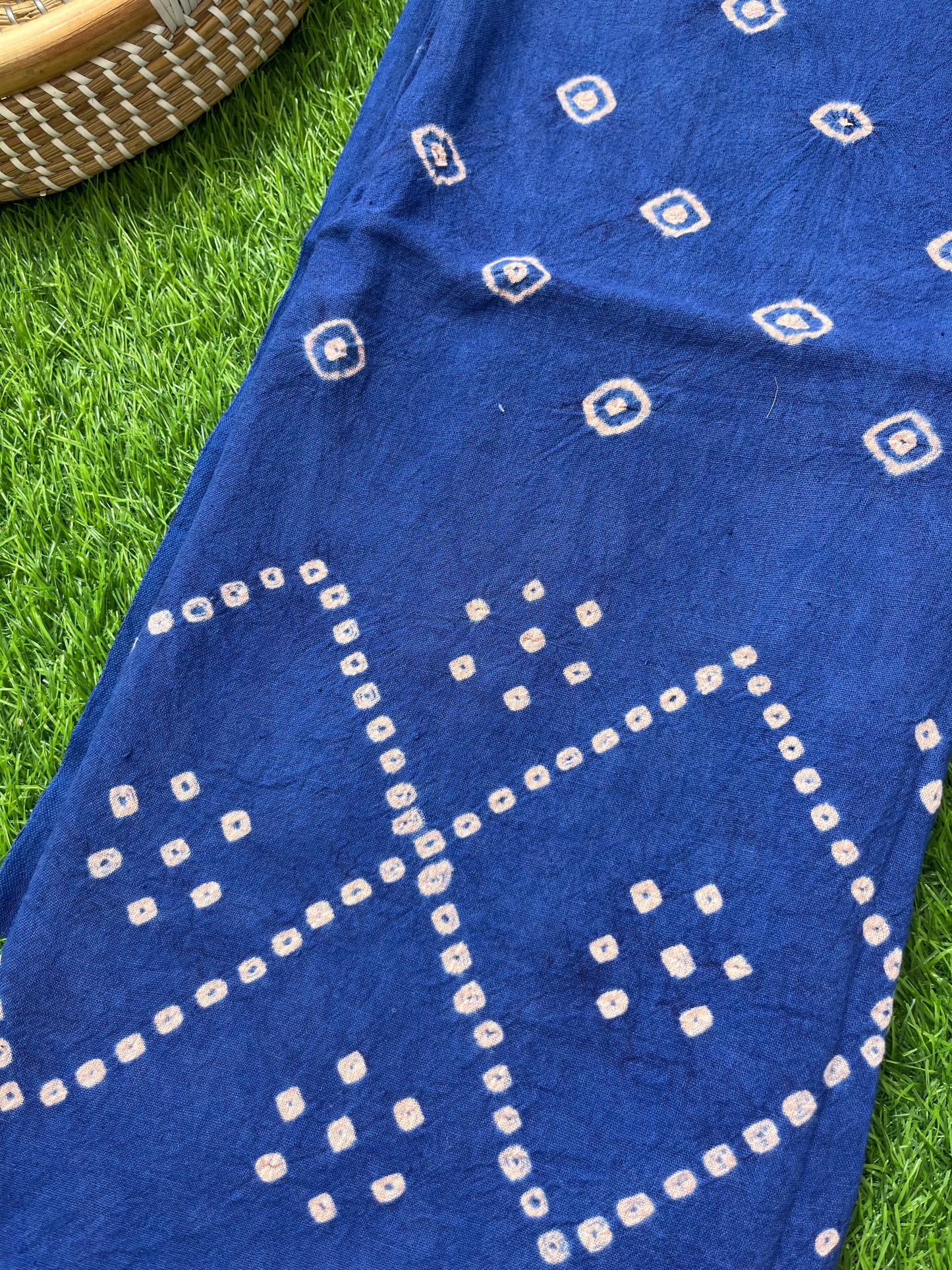Handwoven organic kala Cotton bandhani fabric