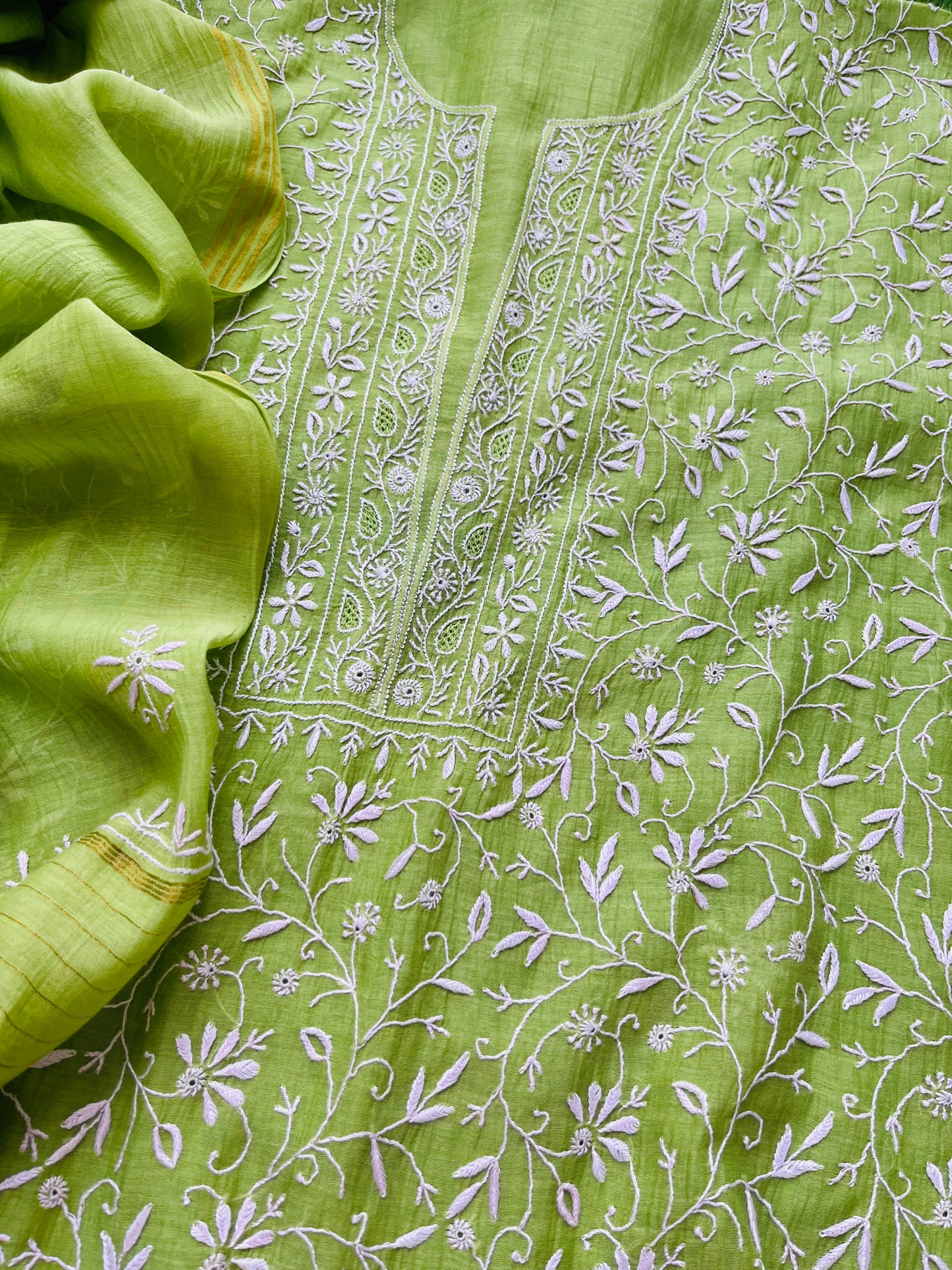 Chanderi Chikankari Kurta Dupatta