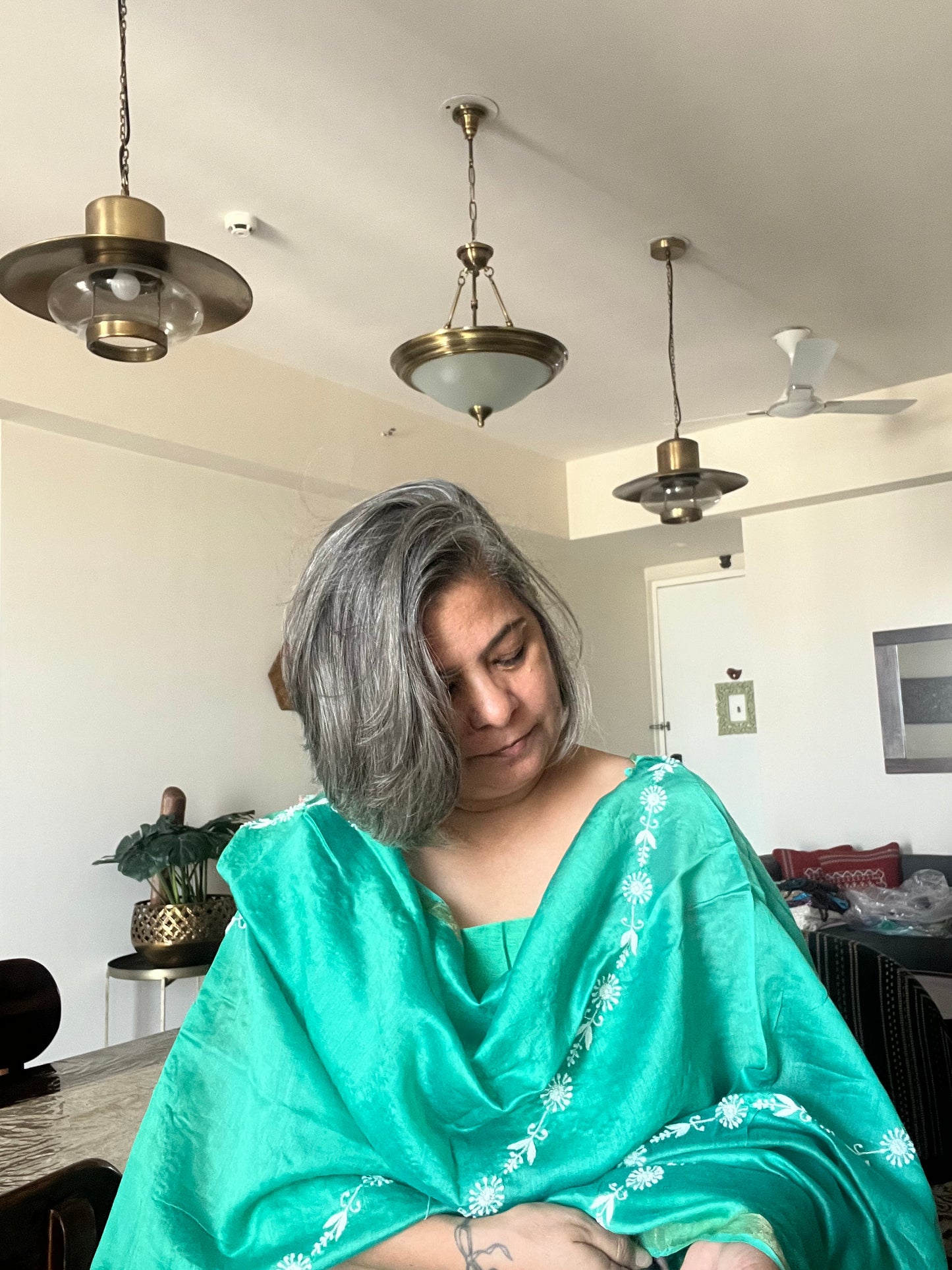 Chanderi chikan kurta and Dupatta