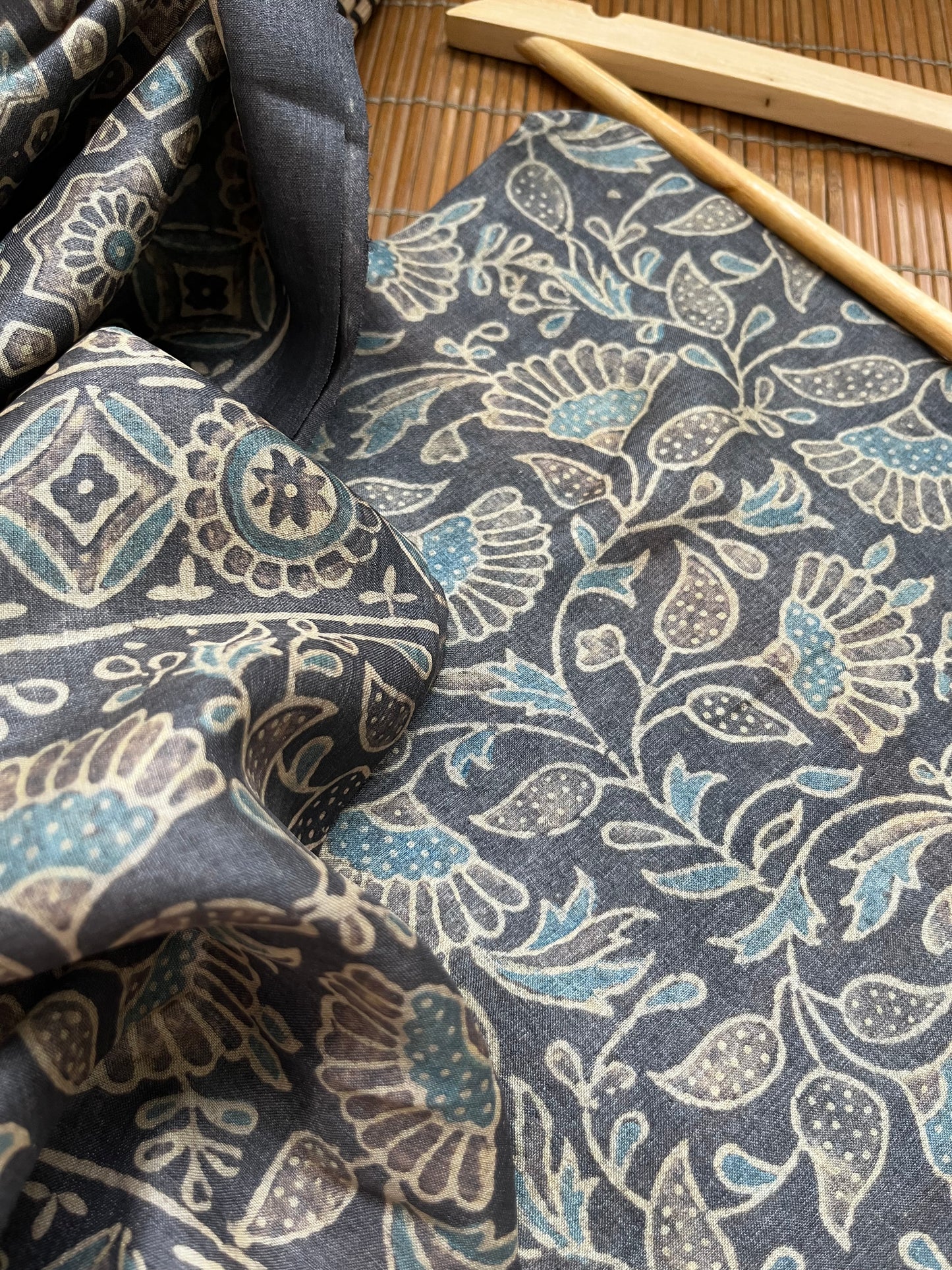 Tussar silk Ajrakh Kurta and dupatta