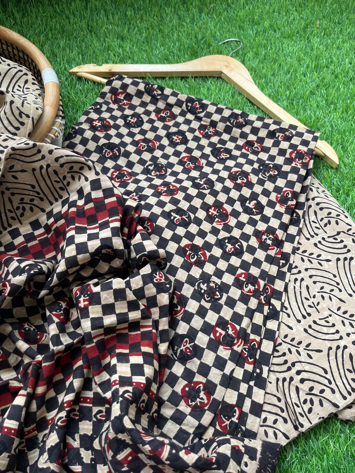 Ajrakh cotton Kurta bottom and dupatta