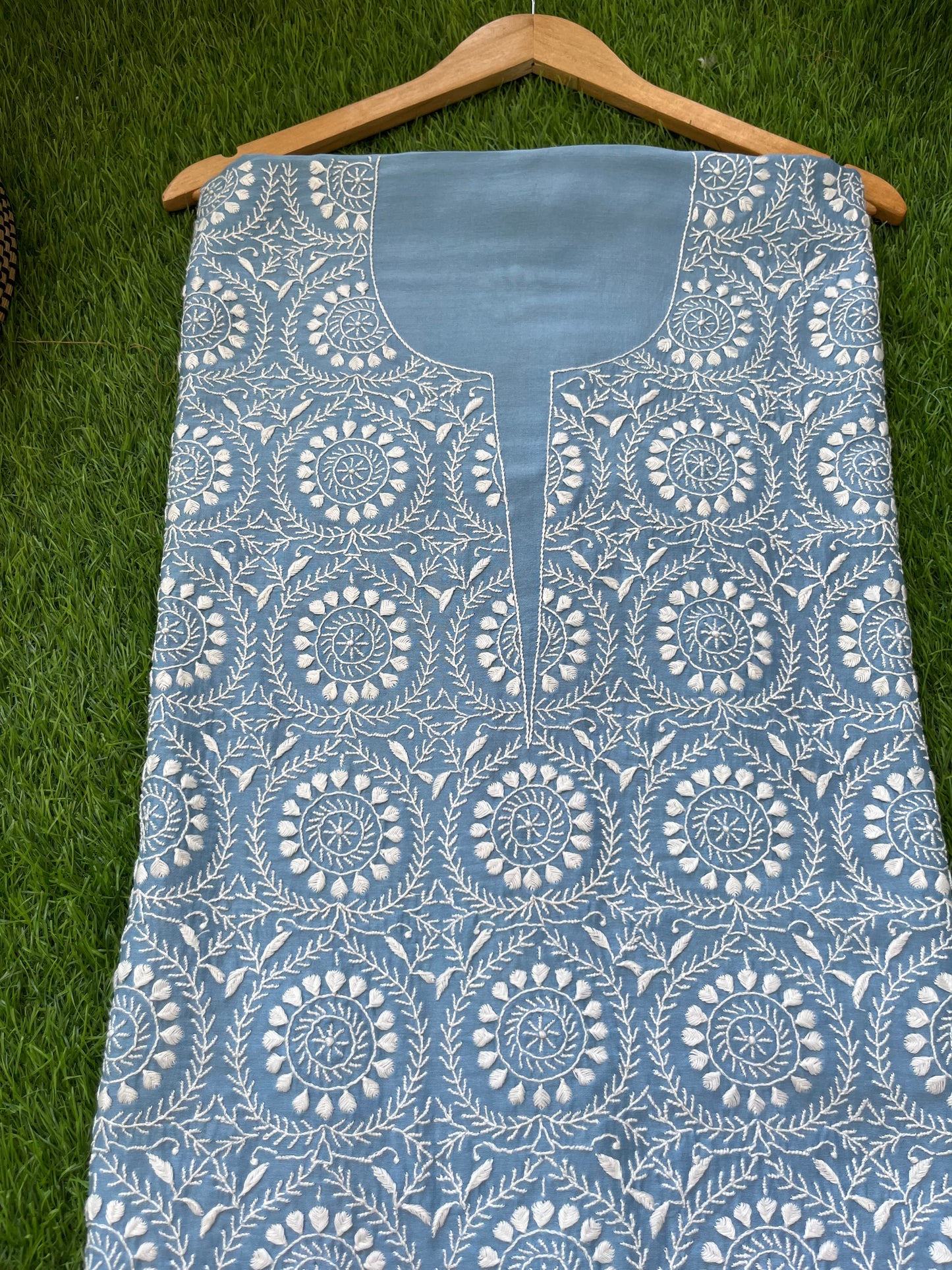 Chanderi chikankari kurta