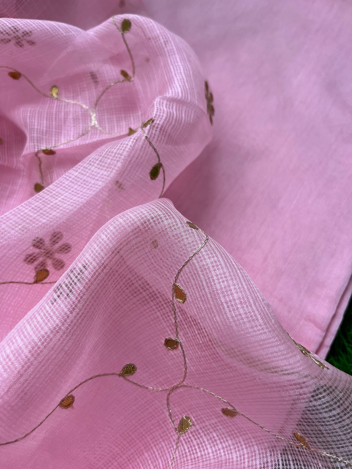 त्योहार :kota silk gota patti Dupatta with plain chanderi kurta bottom Fabric