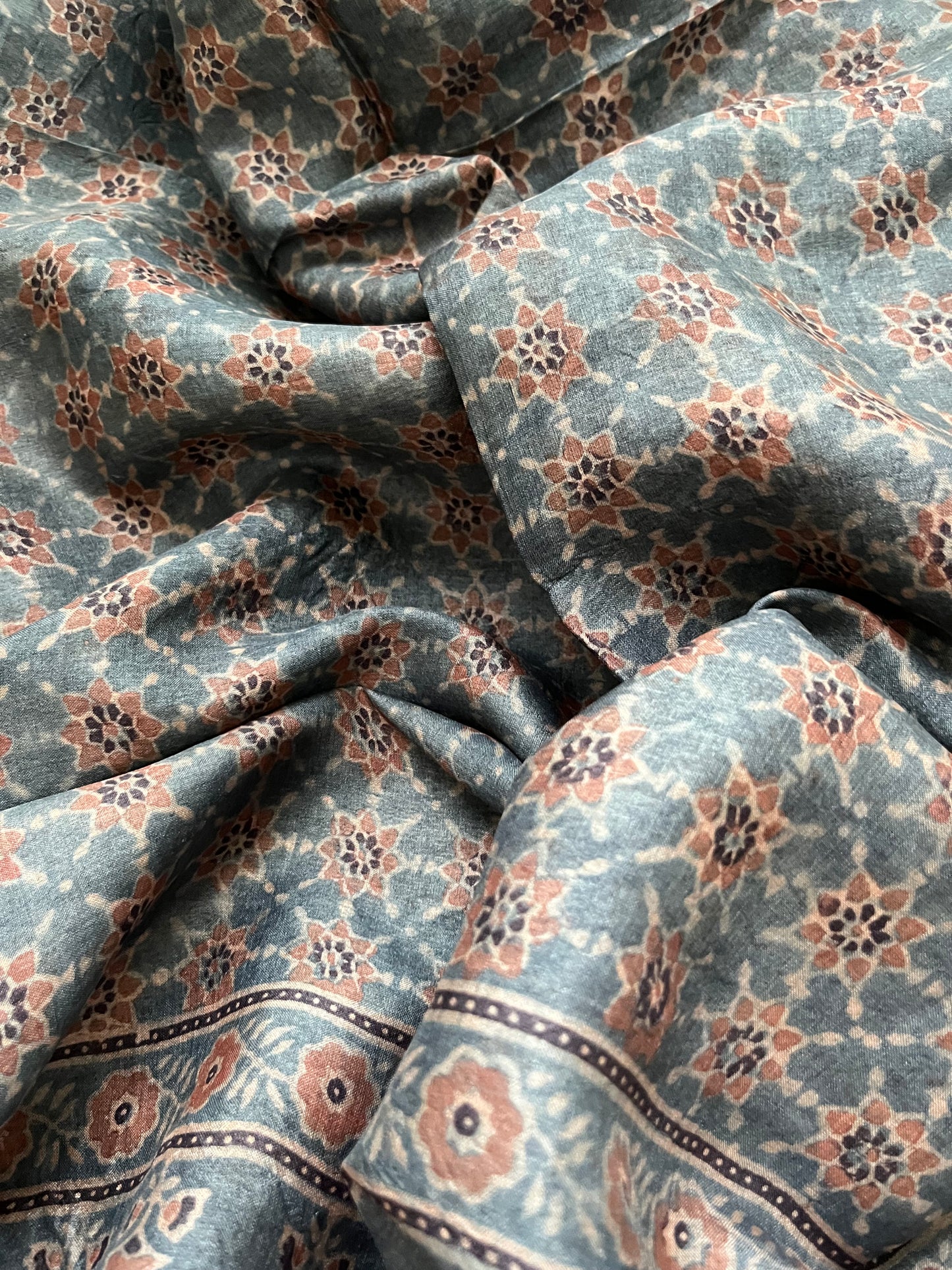 Tussar silk Ajrakh Kurta and dupatta