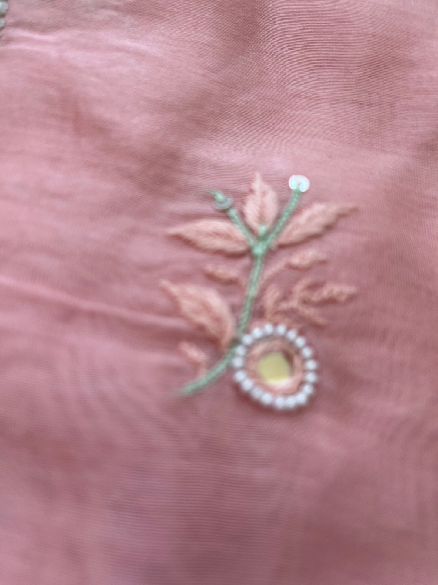 त्योहार :organza Dupatta with chanderi hand embroidered kurta bottom Fabric
