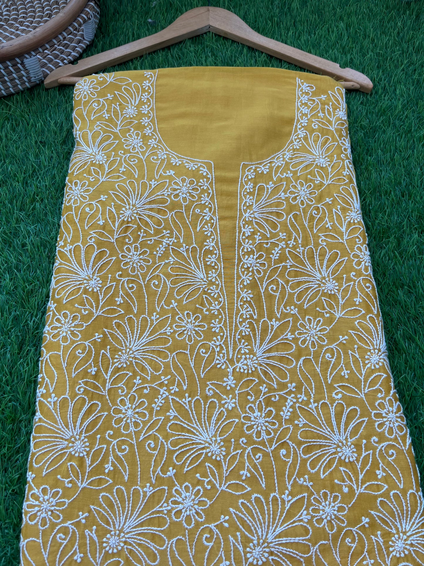 Chanderi chikankari kurta