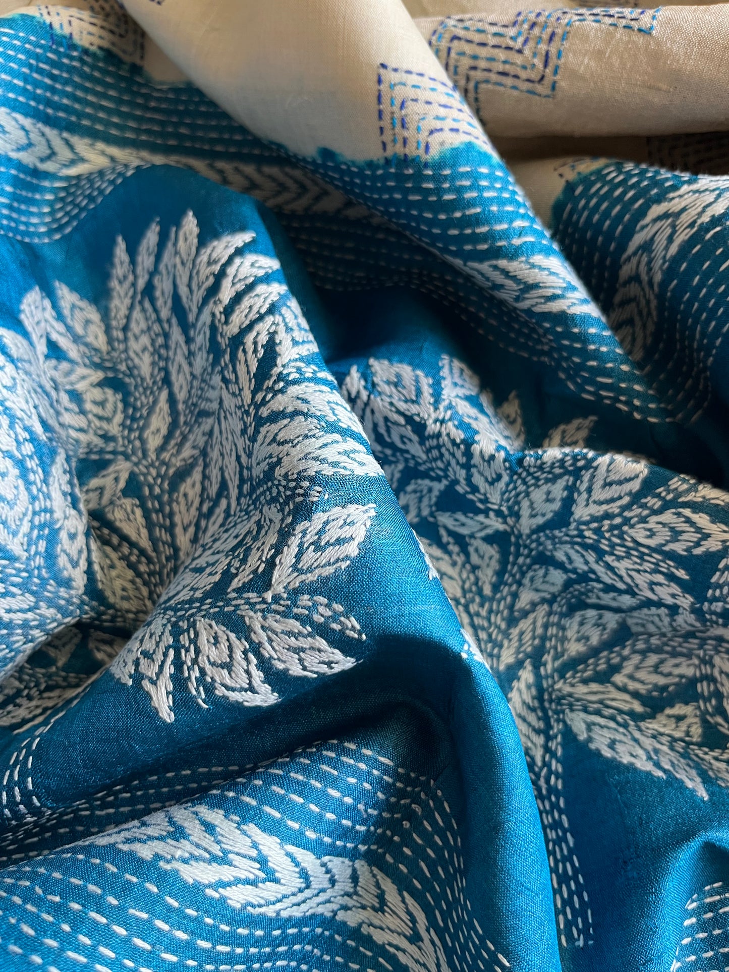 Silk Kantha Dupatta kurta Bottom fabric