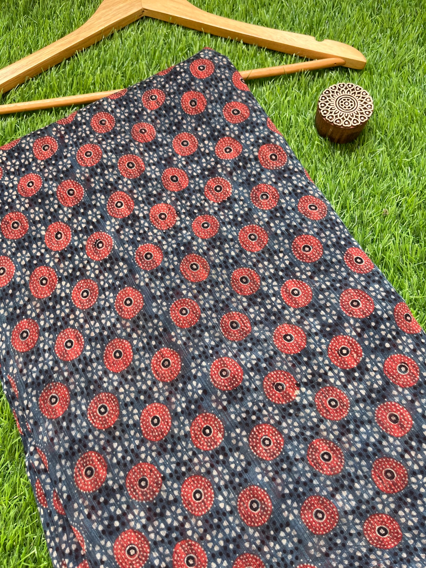 Ajrakh Chanderi fabric
