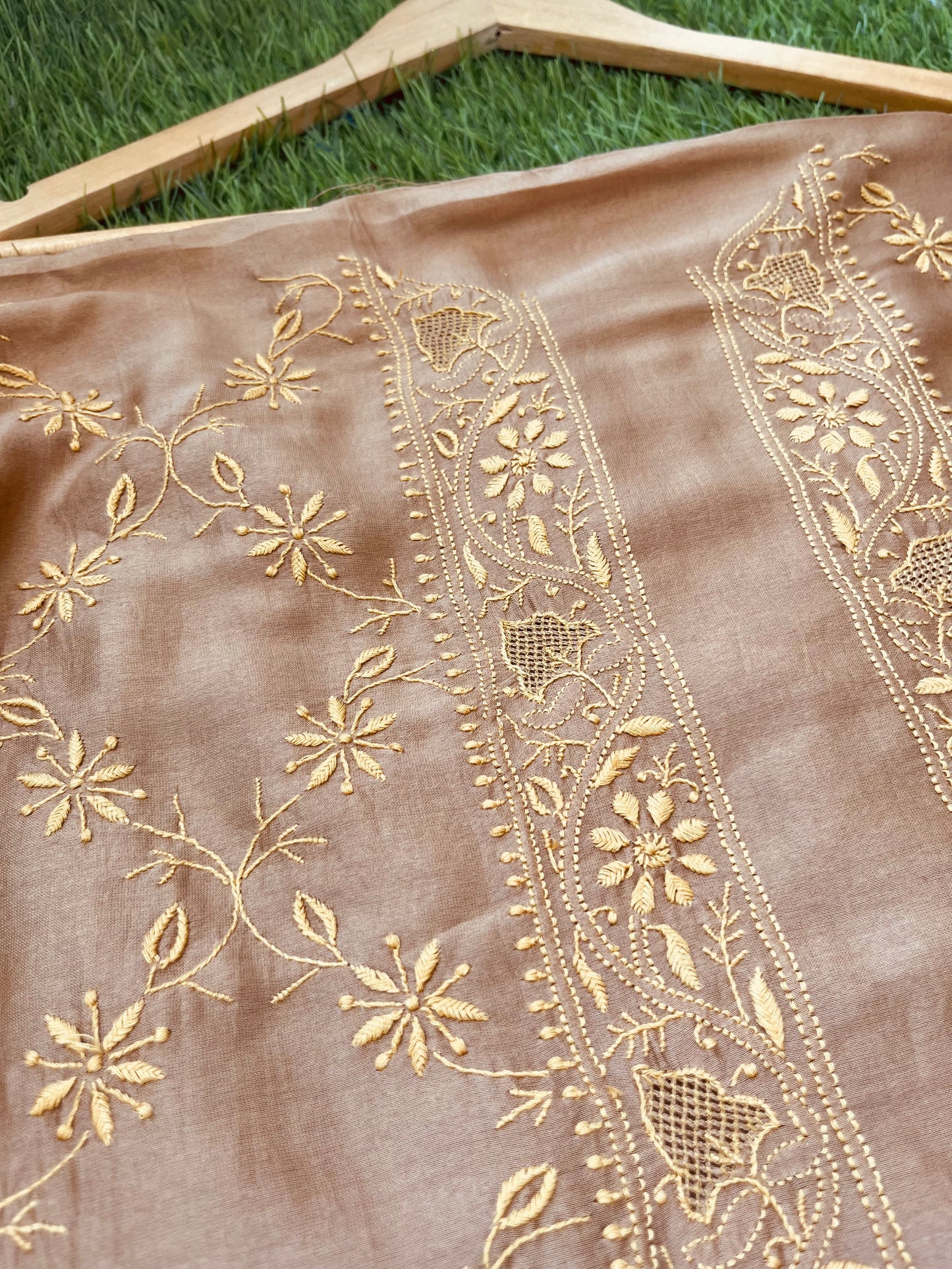 Chanderi chikankari kurta