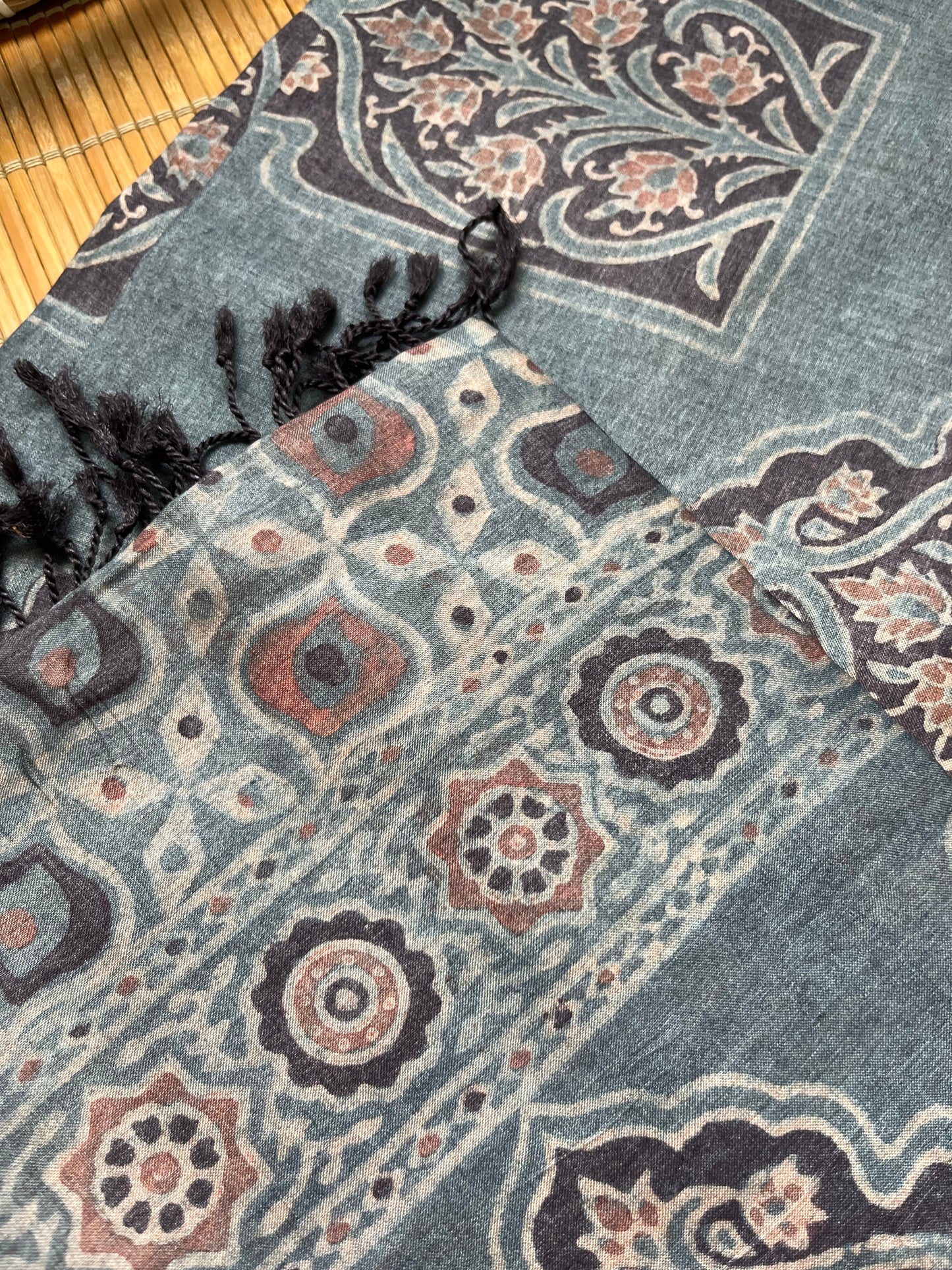 Tussar silk Ajrakh Kurta and dupatta