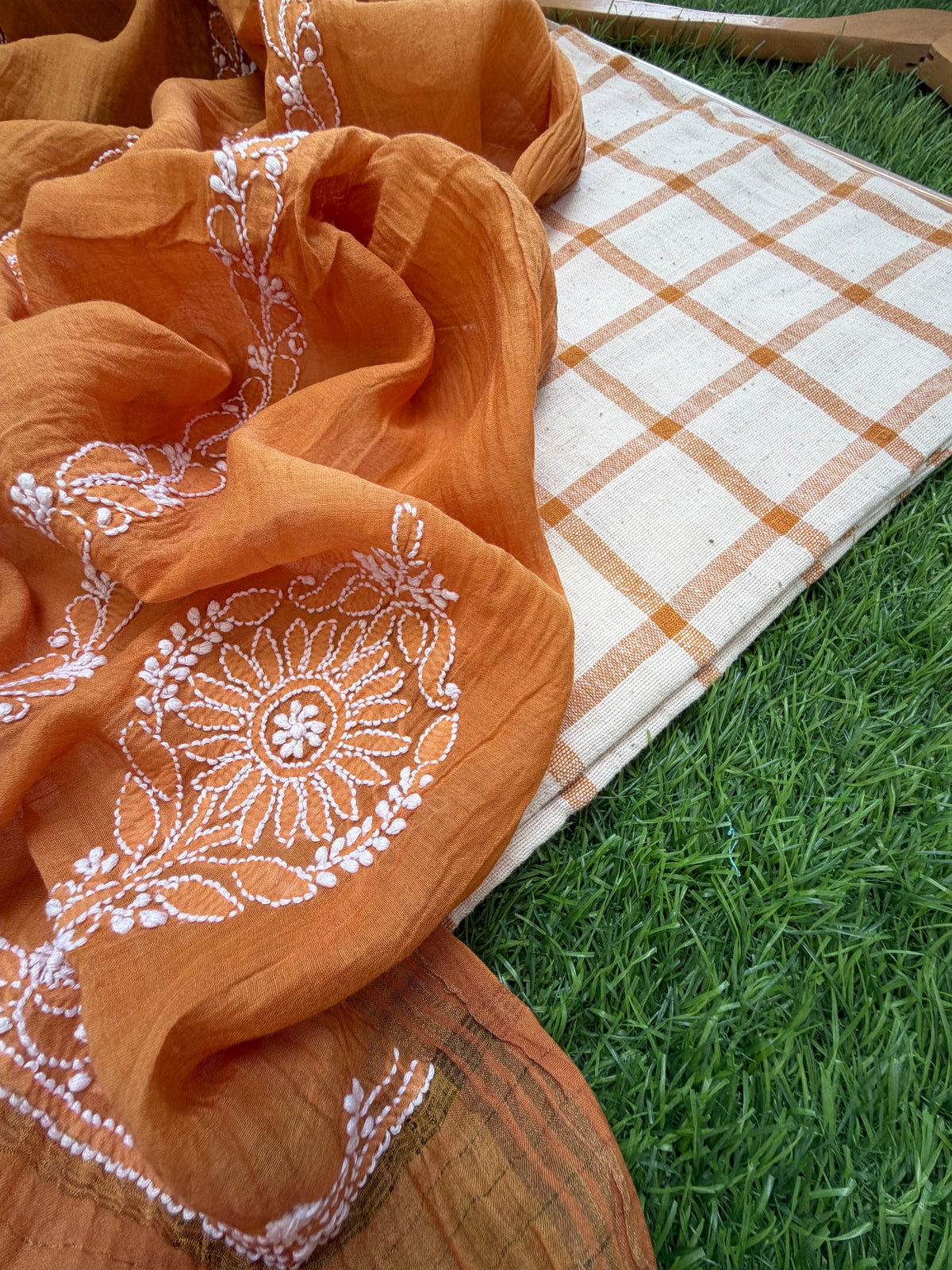 Kala Cotton check Kurta and dupatta