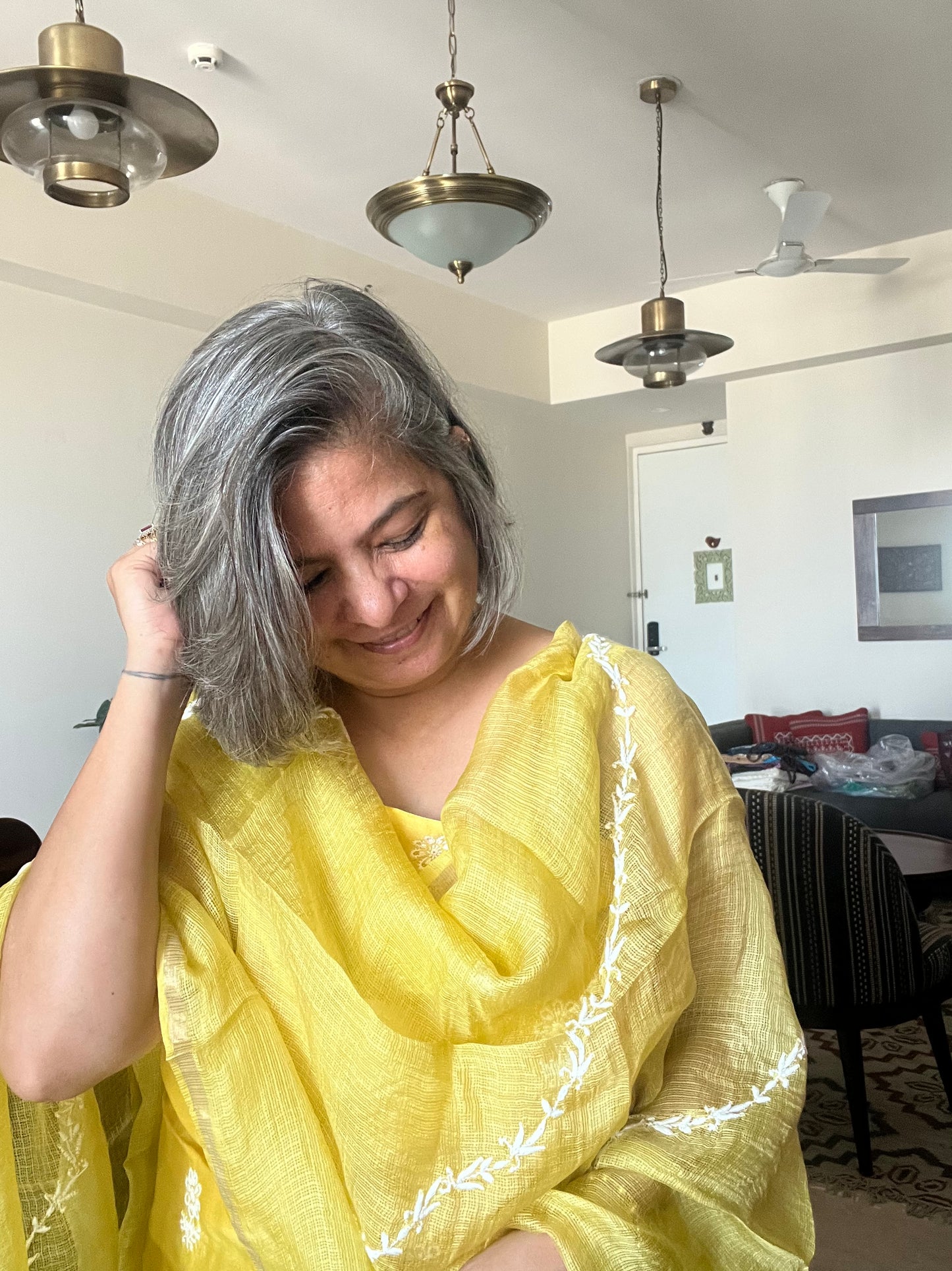 Chanderi chikan kurta and Dupatta