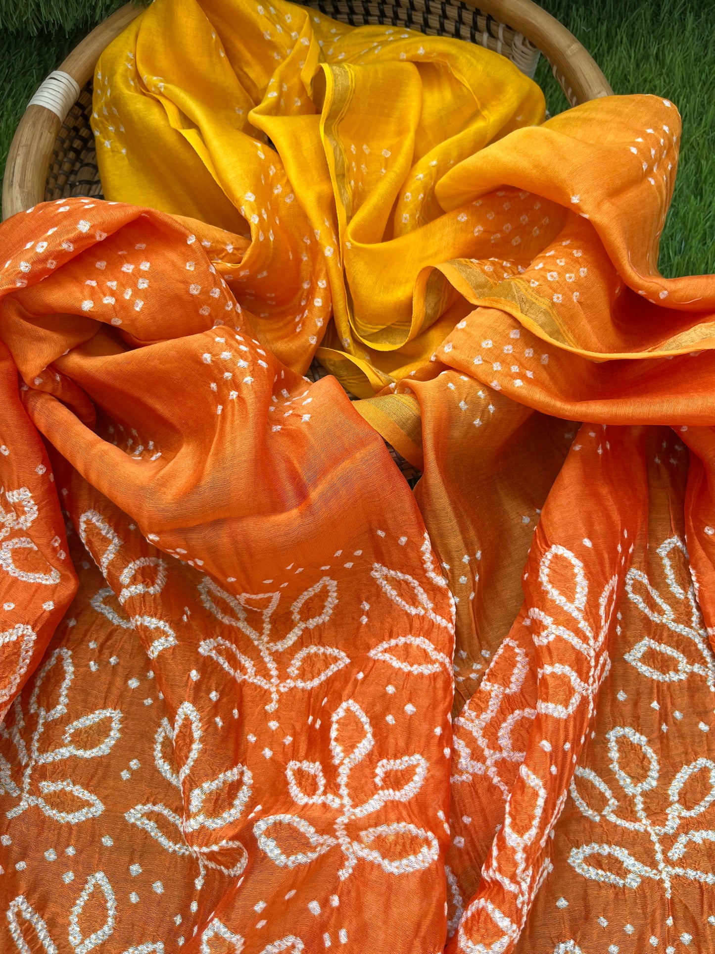 Bandhani Chanderi silk Dupatta