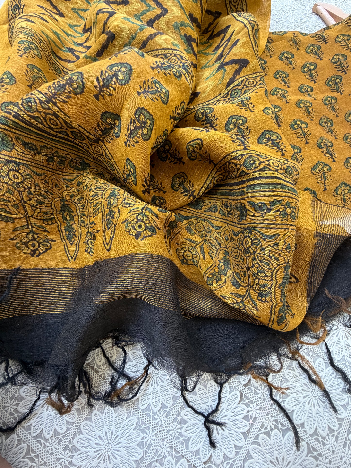 Linen Ajrakh Kurta and dupatta
