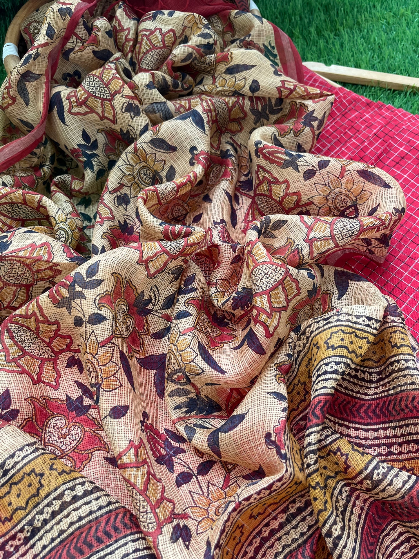 Kota silk block print Dupatta cotton Kurta bottom fabric