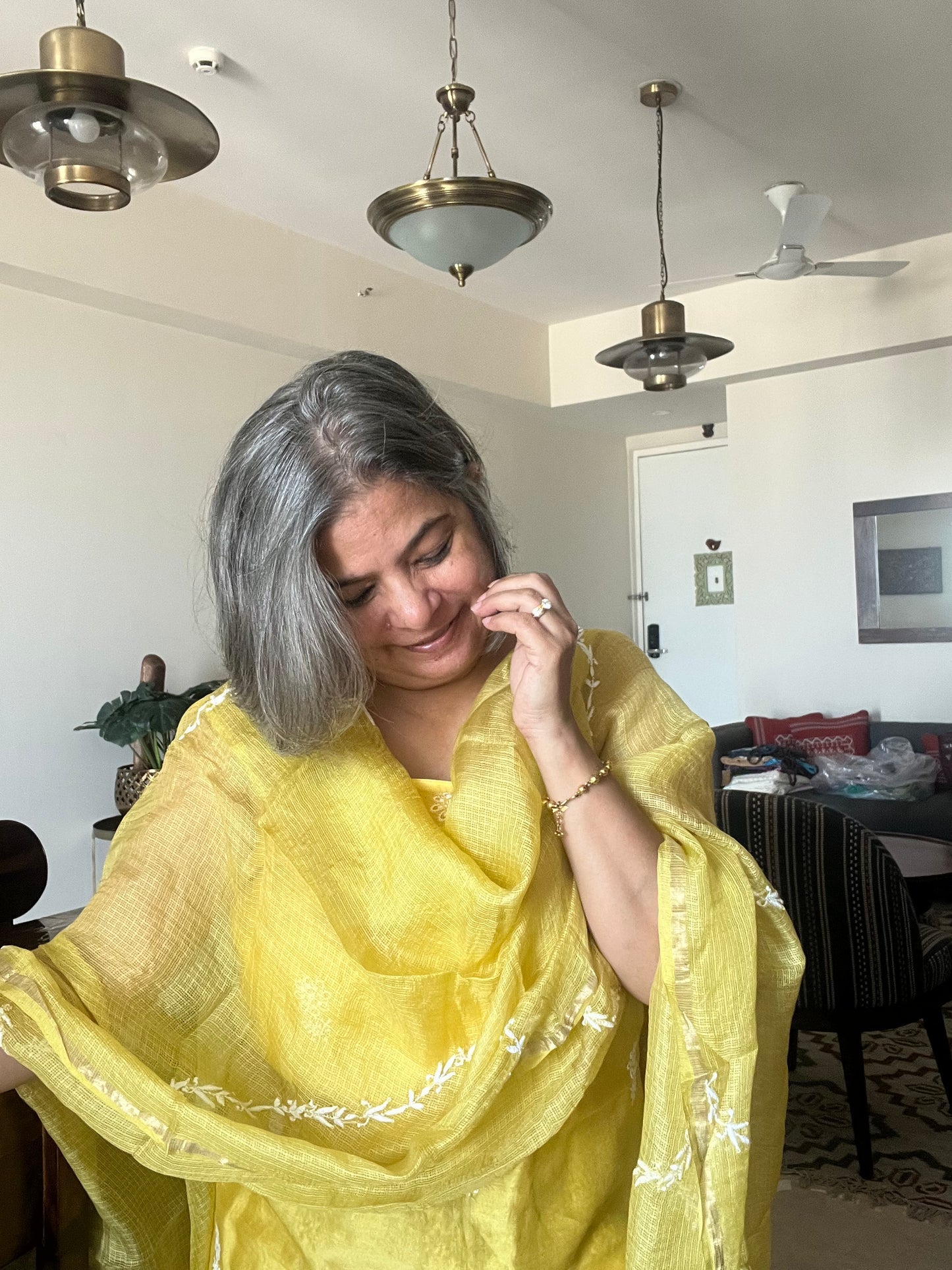 Chanderi chikan kurta and Dupatta
