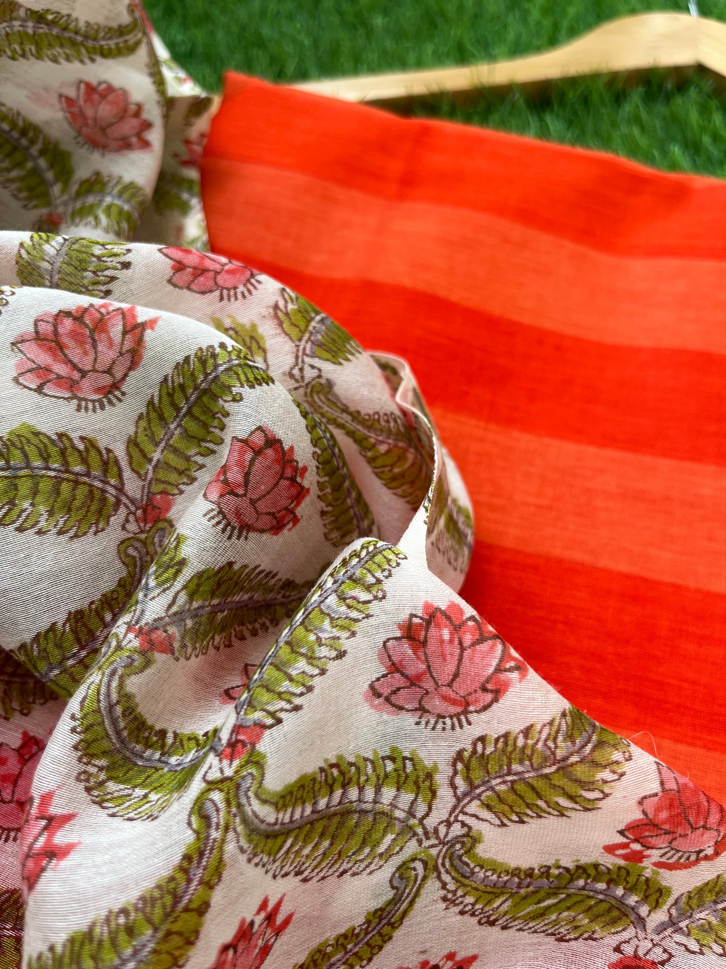Cotton striped kurta bottom bandhani dupatta
