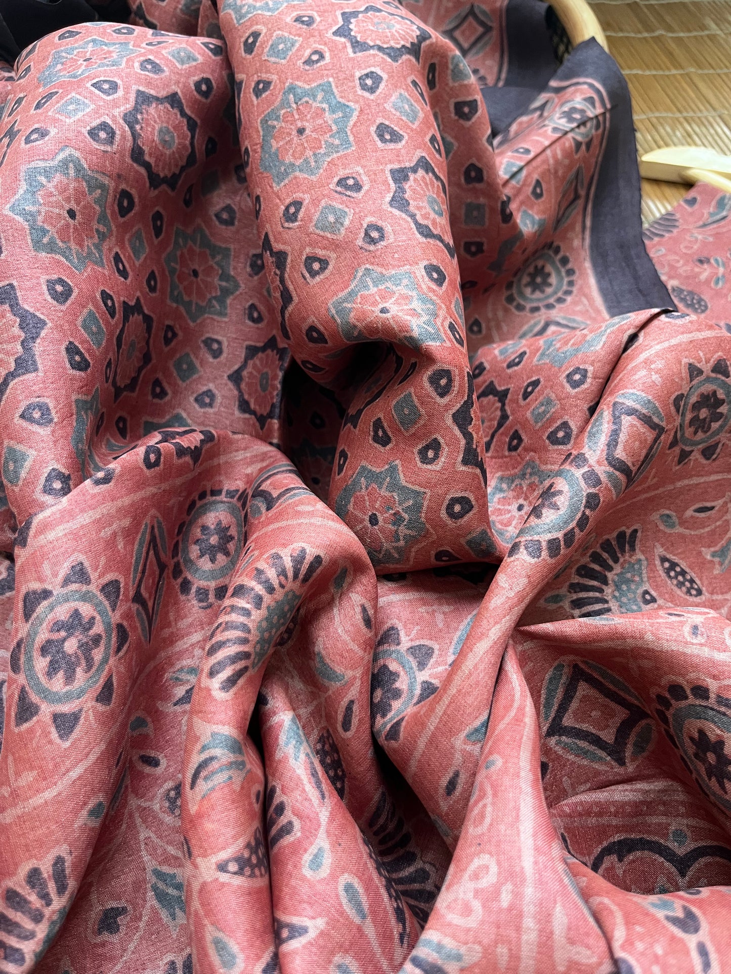 Tussar silk Ajrakh Kurta and dupatta