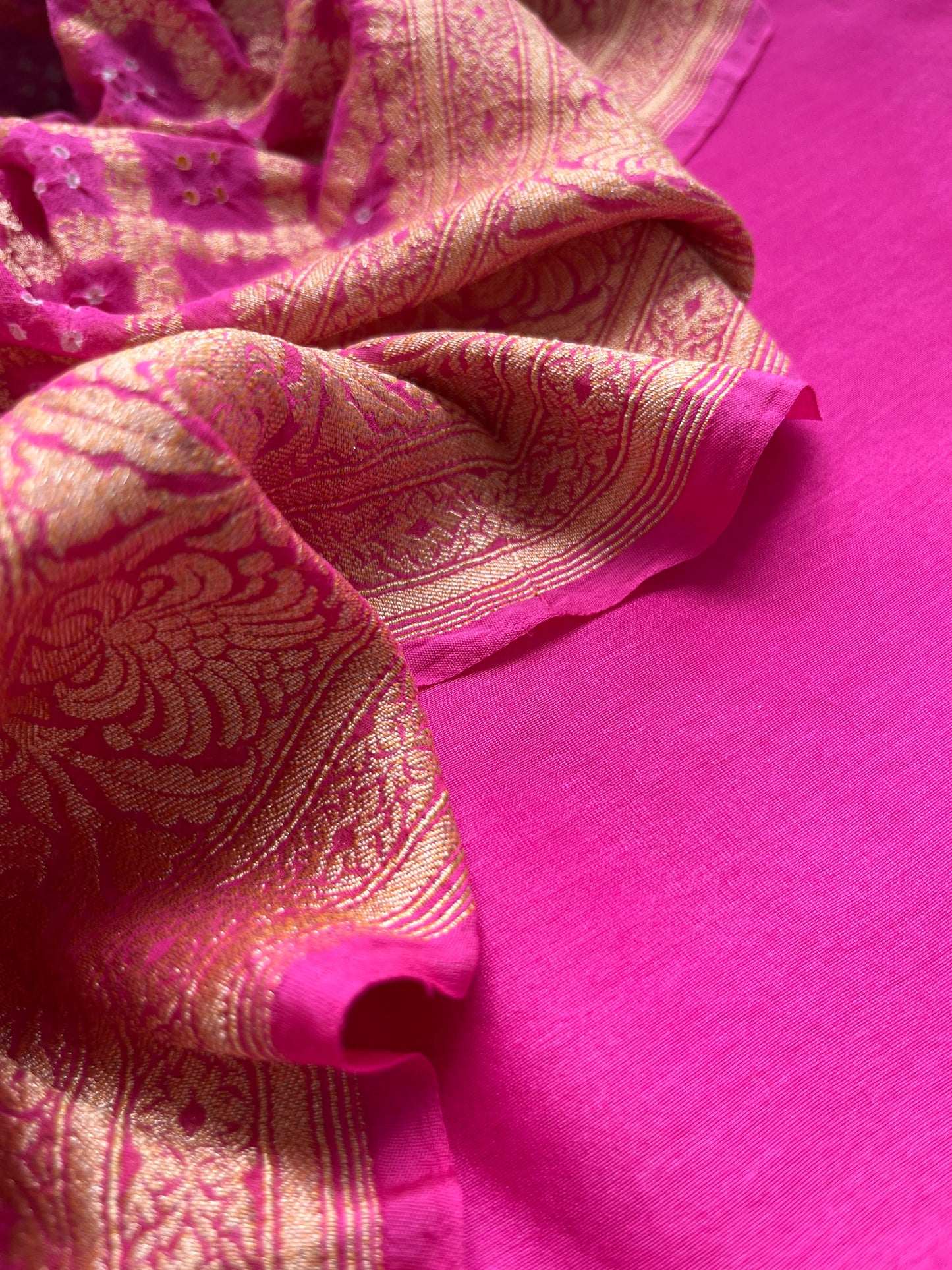 त्योहार् -Banarasi bandhani georgette dupatta chanderi fabric