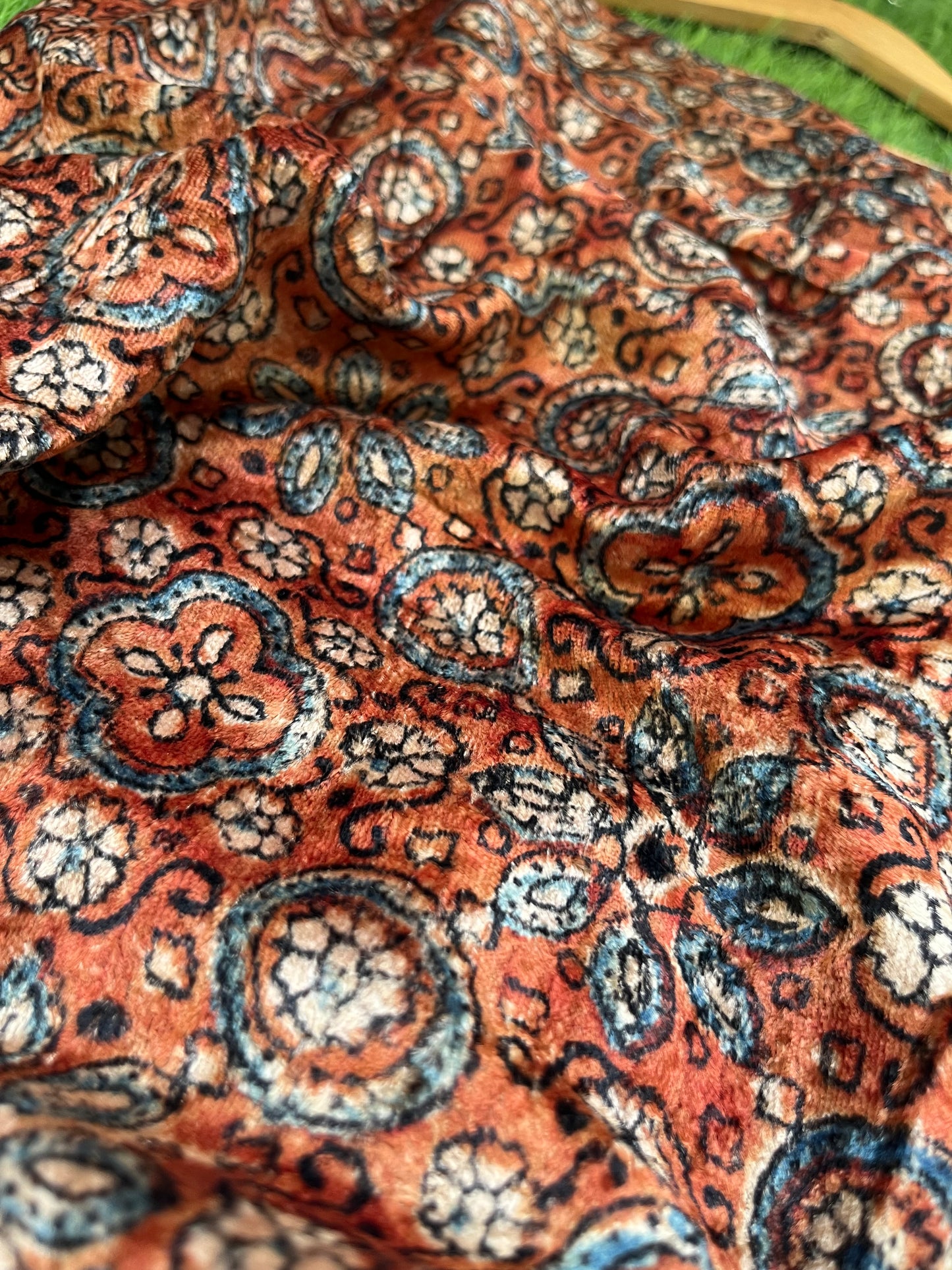 Velvet Ajrakh Kurta fabric