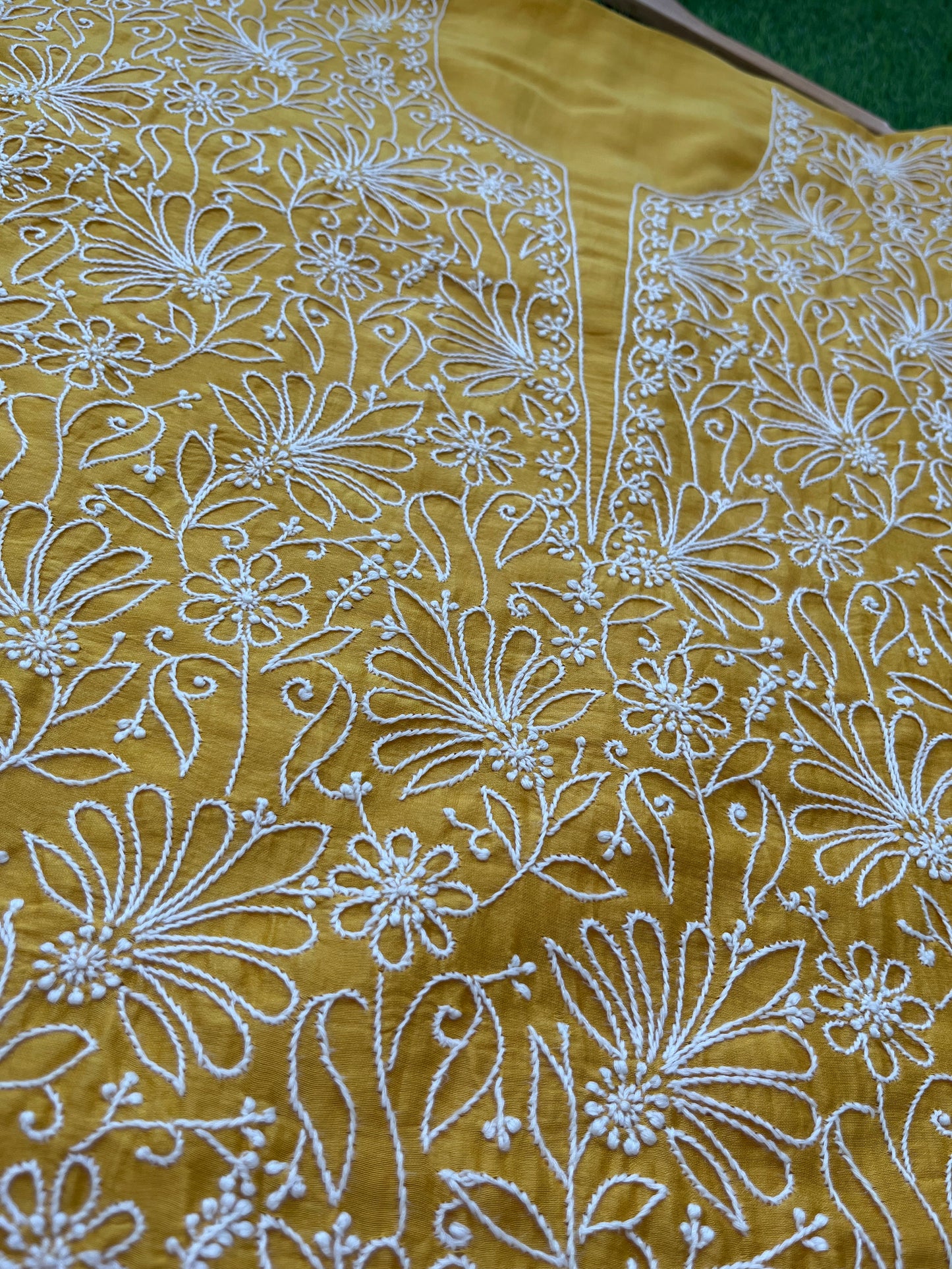 Chanderi chikankari kurta