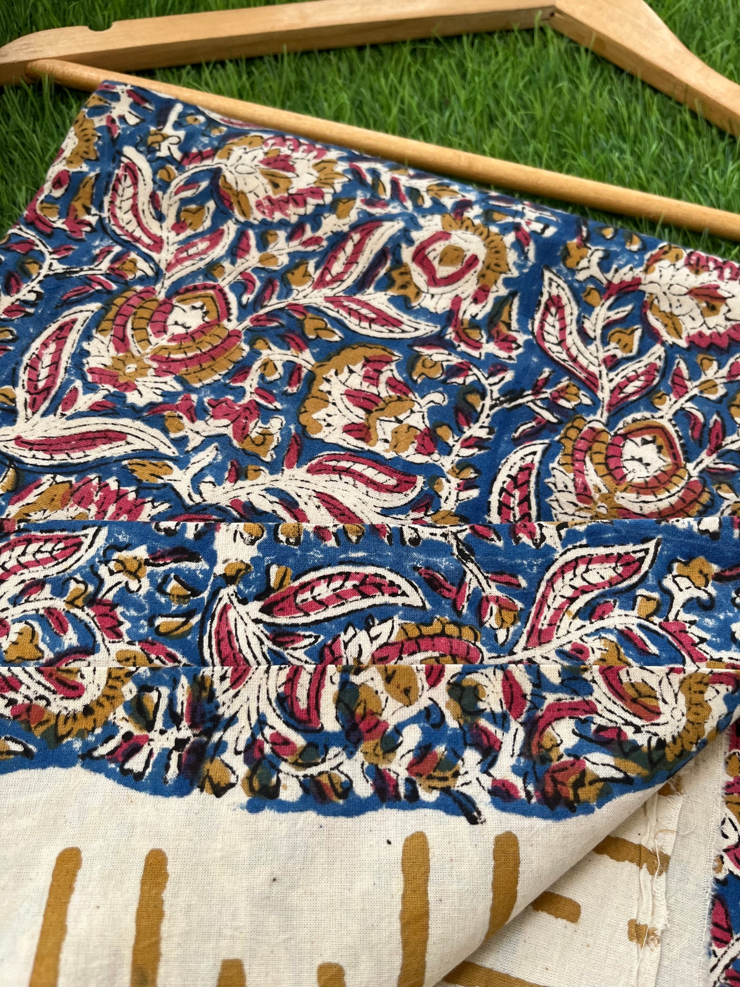 Cotton Kalamkari block print kurta bottom Dupatta