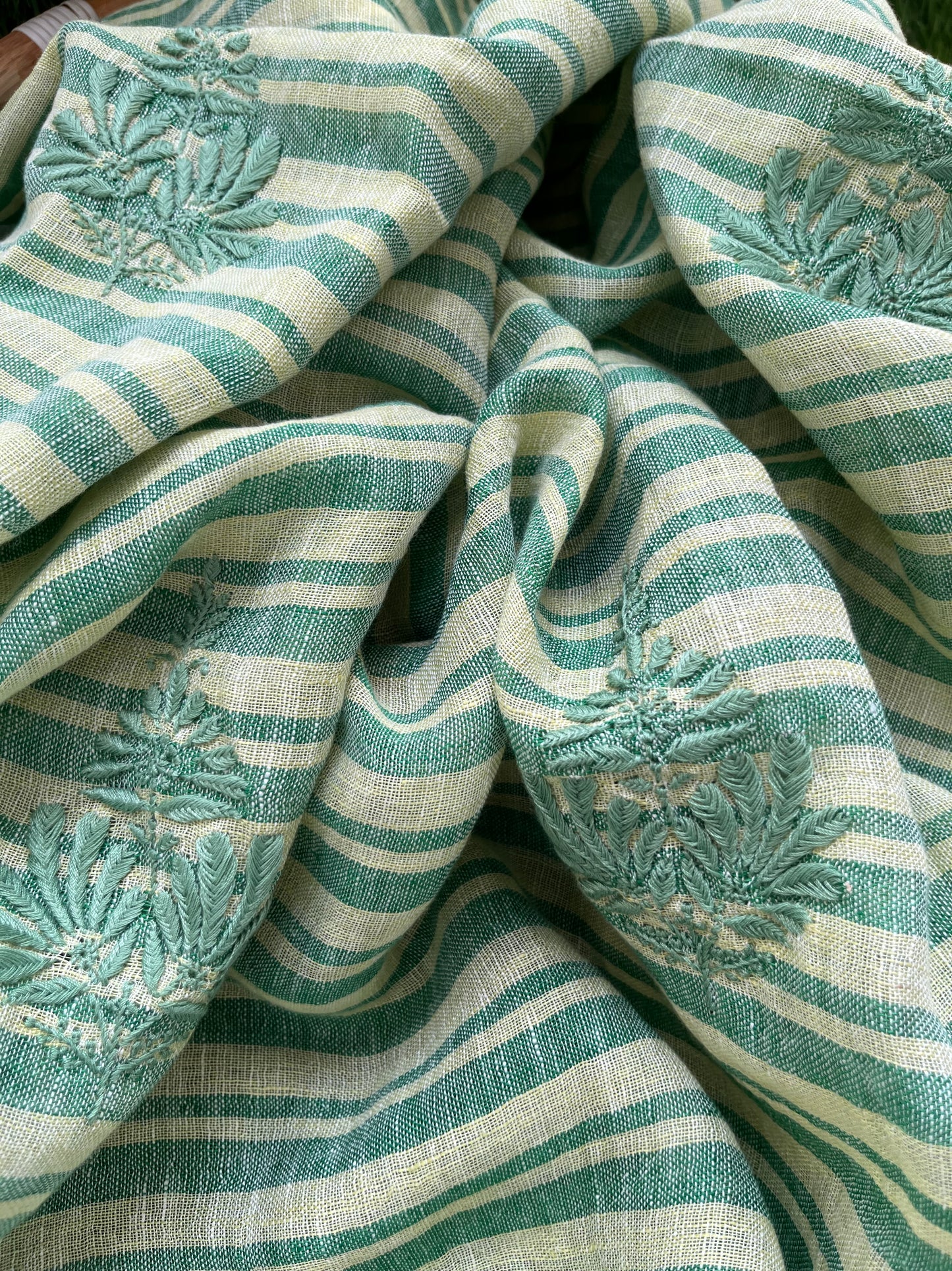 Cotton block print kurta fabric chikan work dupatta