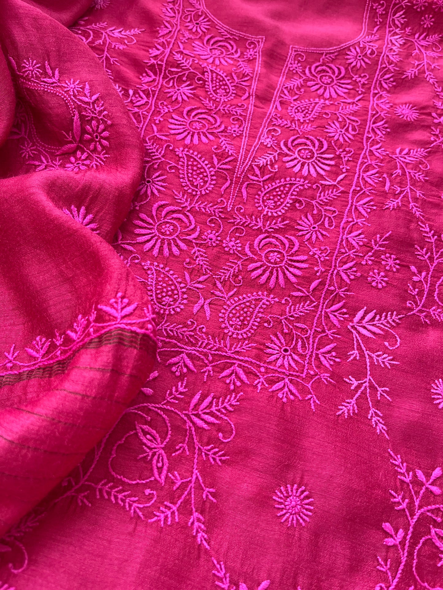 Munga Silk Chikankari kurta Dupatta