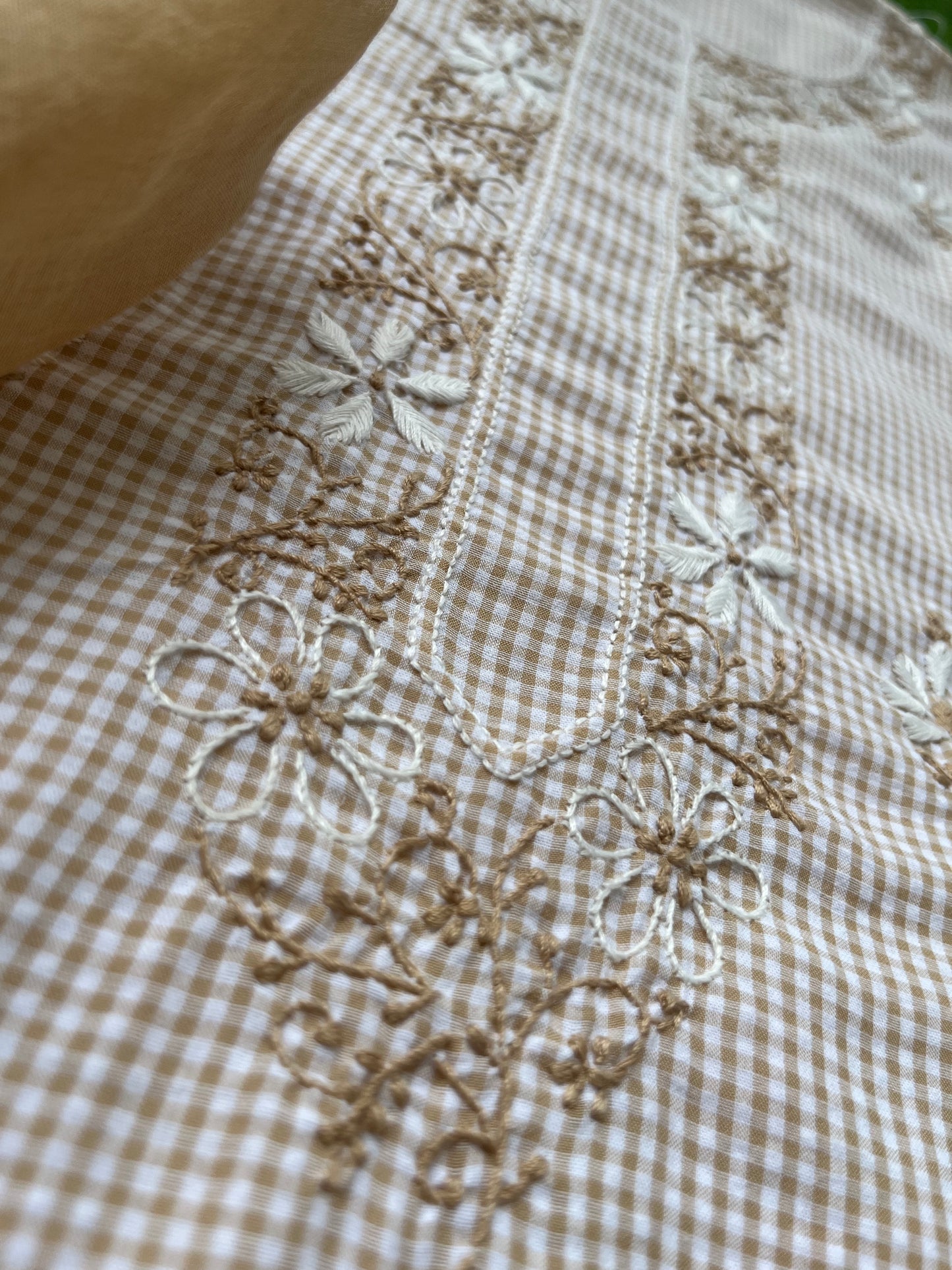 Cotton chikan kurta chanderi dupatta
