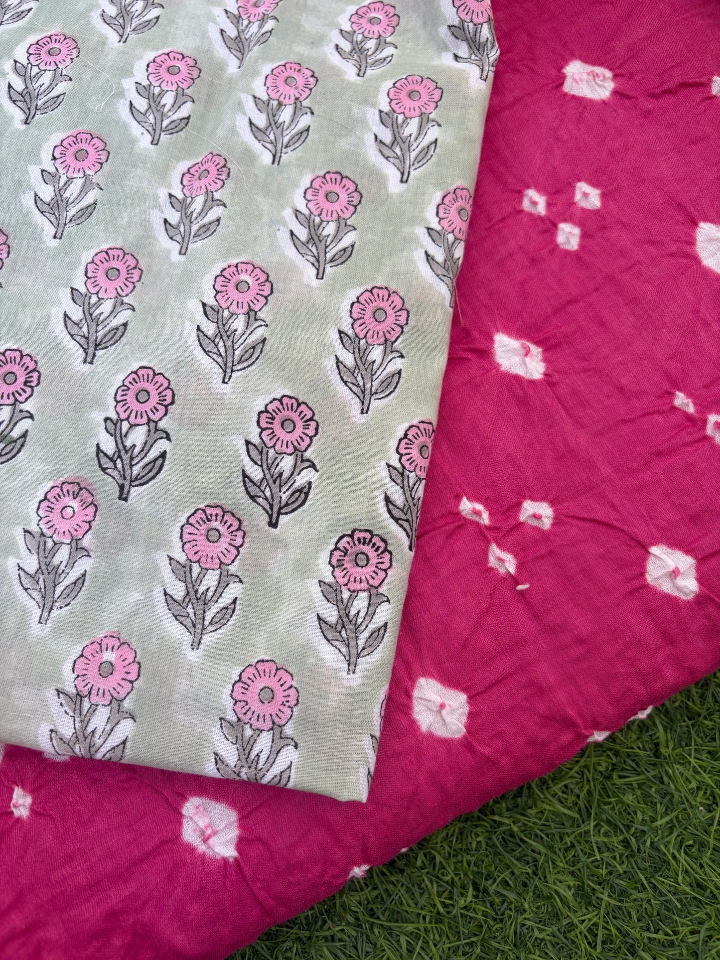 Cotton bandhani and print set