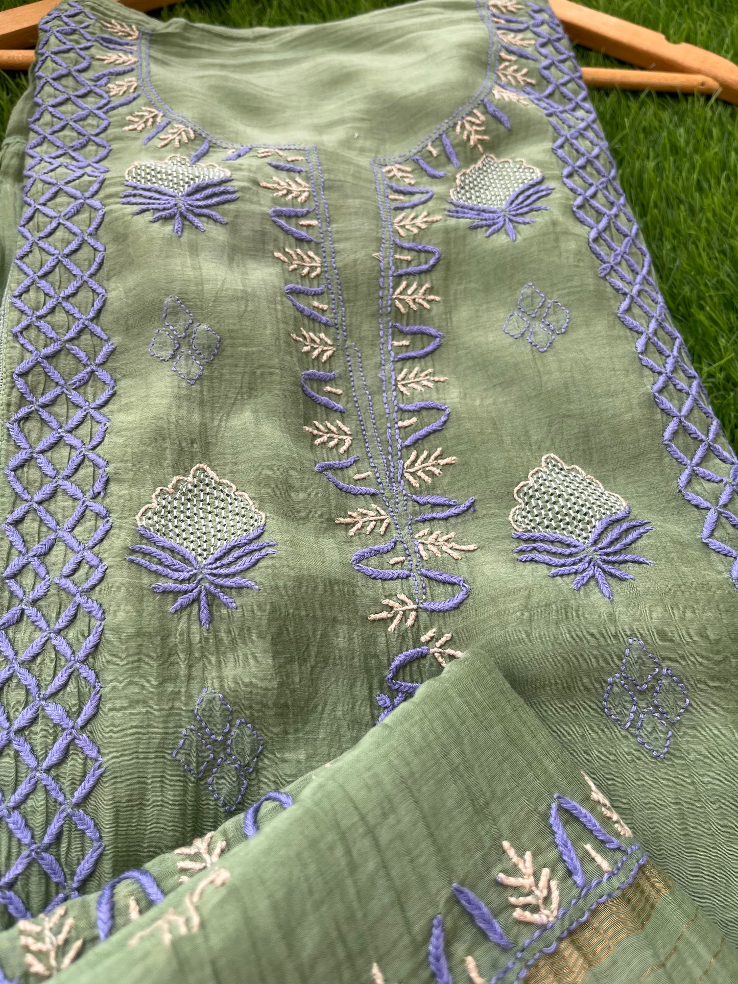 Chanderi Chikankari Kurta Dupatta