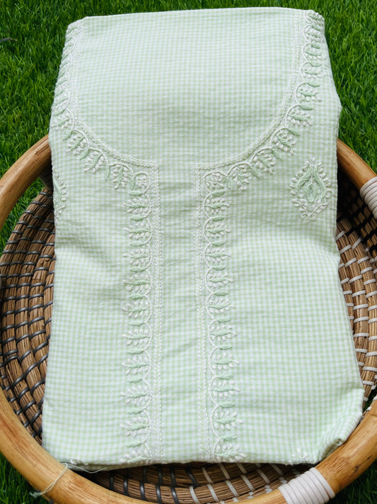 Cotton check chikan kurta