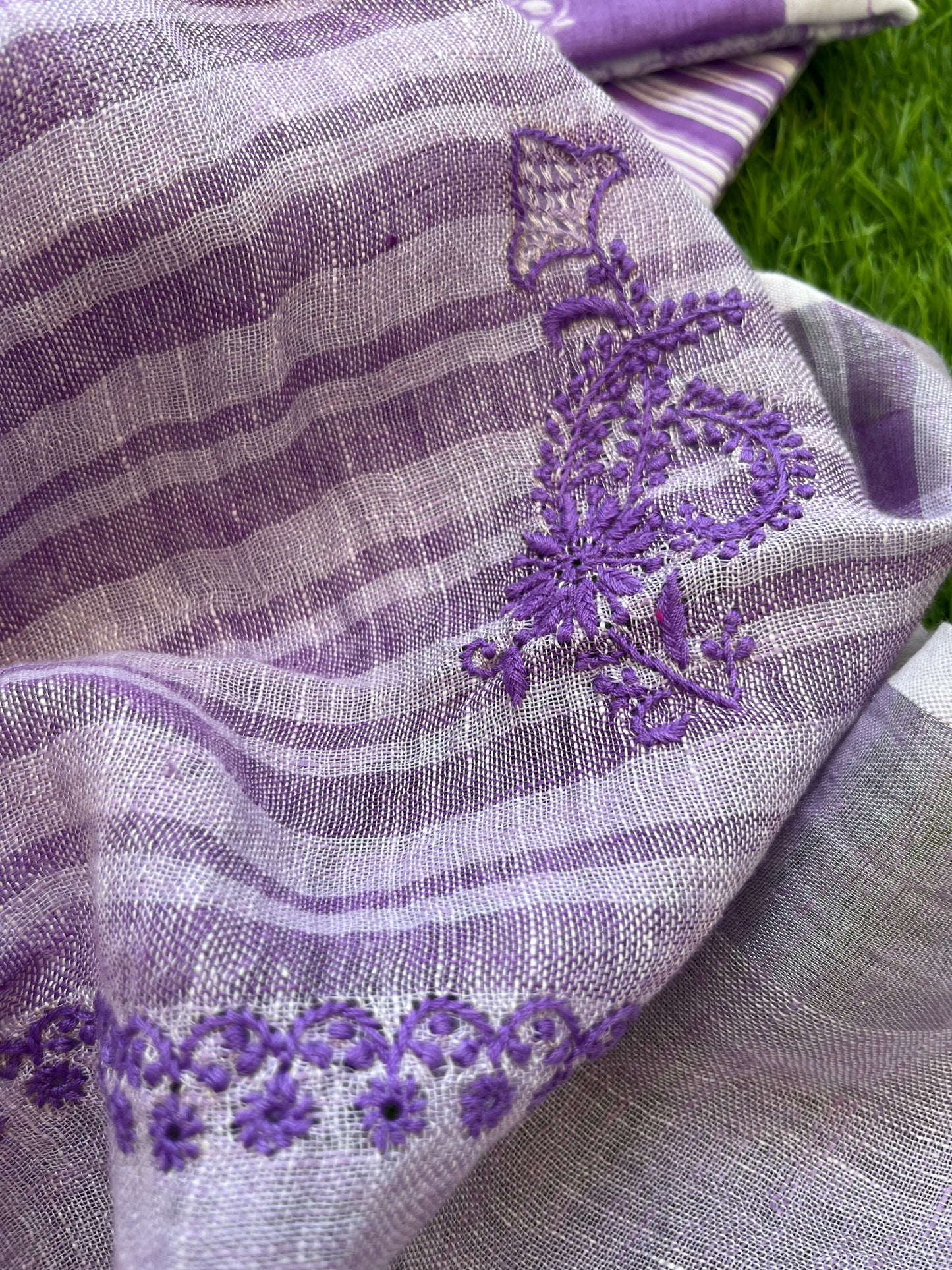 Cotton block print kurta bottom fabric chikan work dupatta