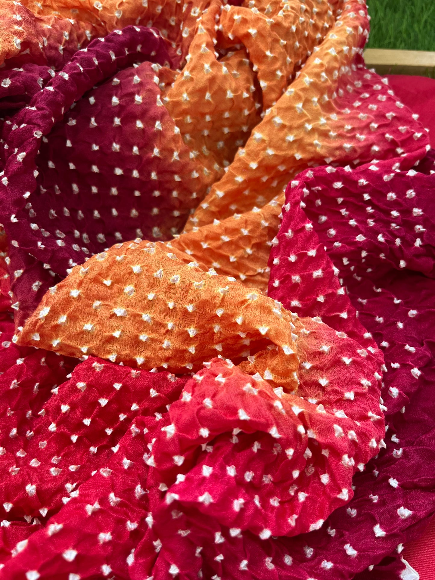 त्योहार् -Gajji Silk bandhani dupatta chanderi fabric
