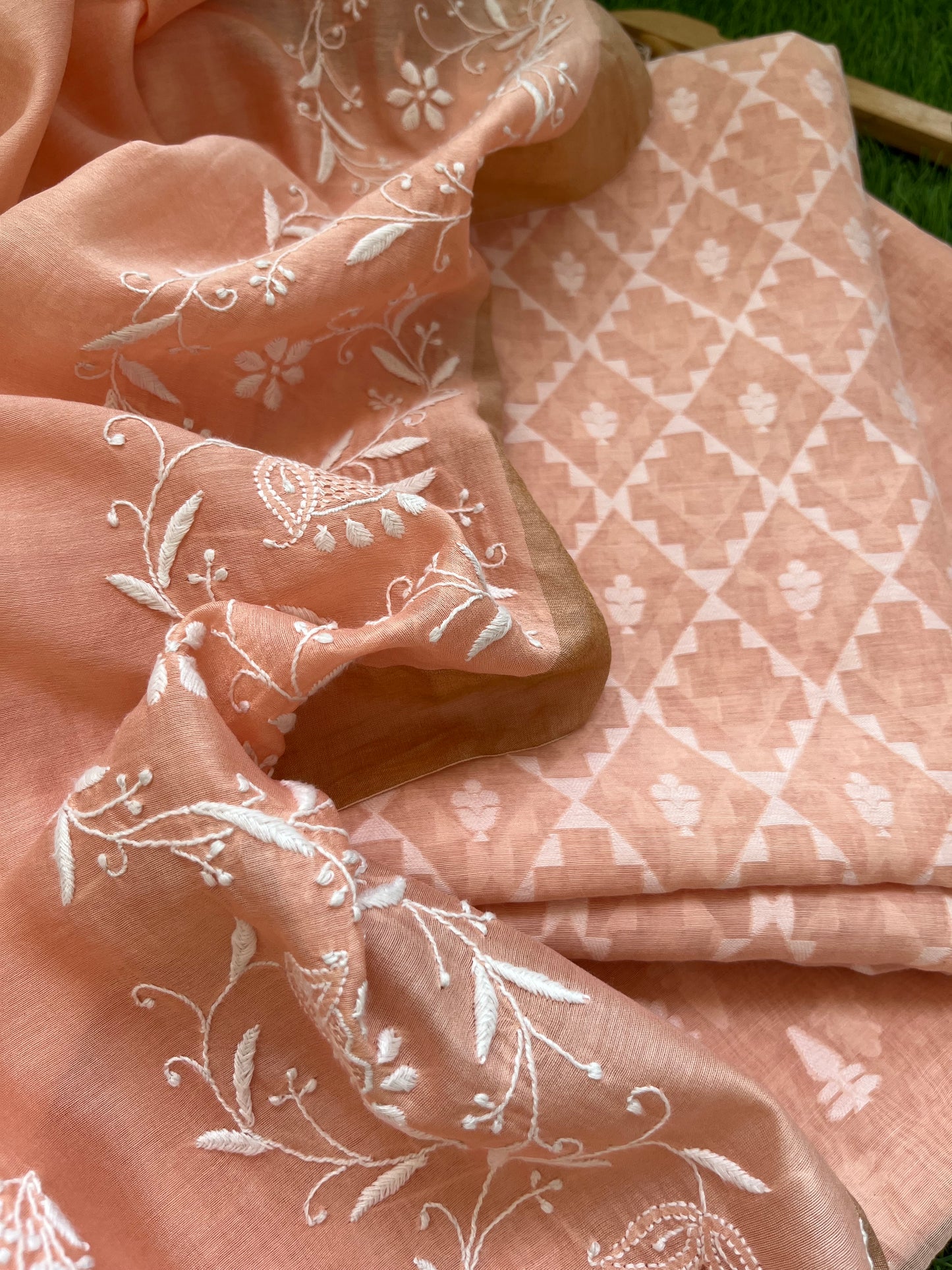 Jaamdani kurta bottom chanderi dupatta