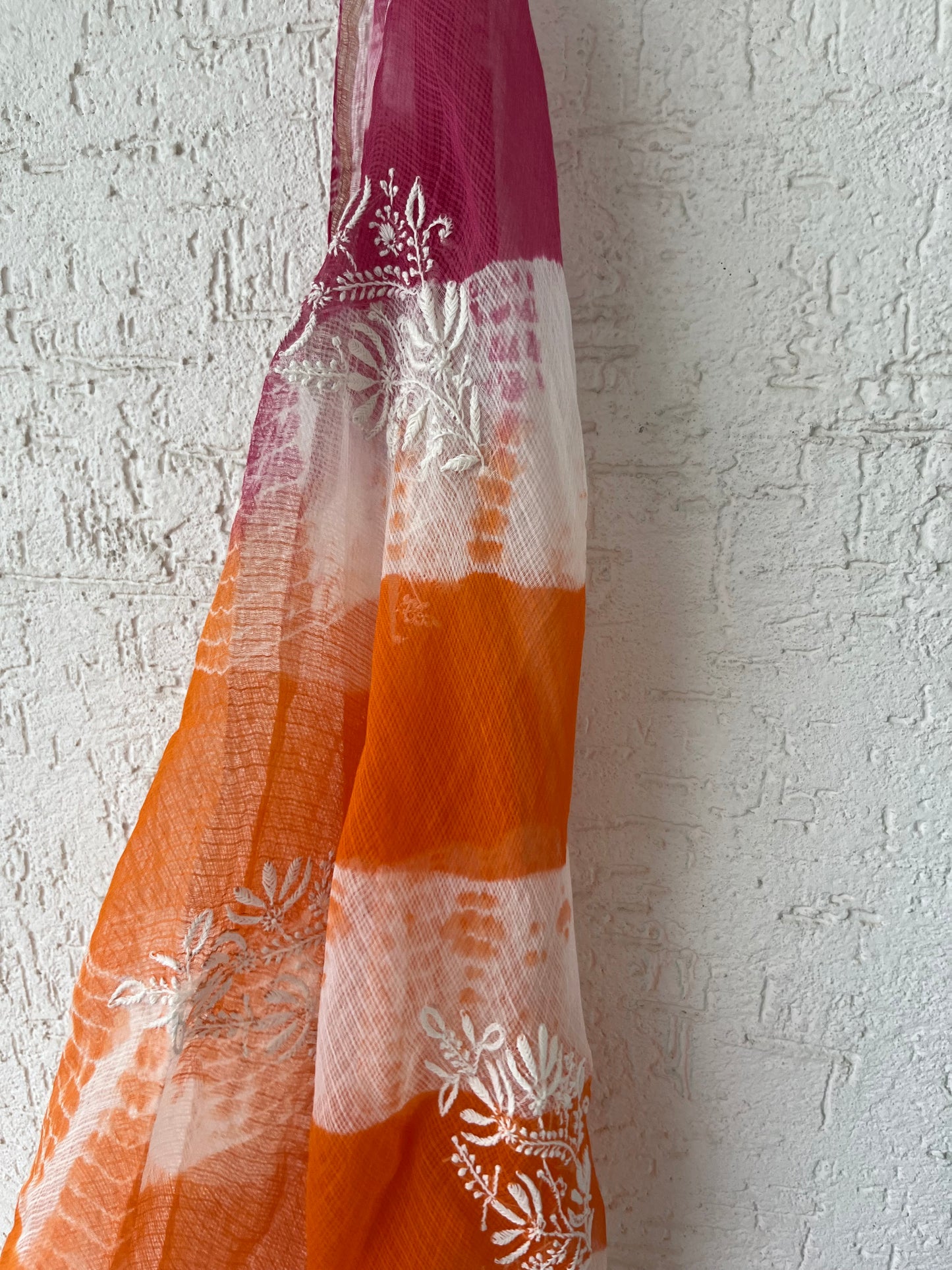 Cotton bandhani kurta bottom fabric kota doria chikan work dupatta
