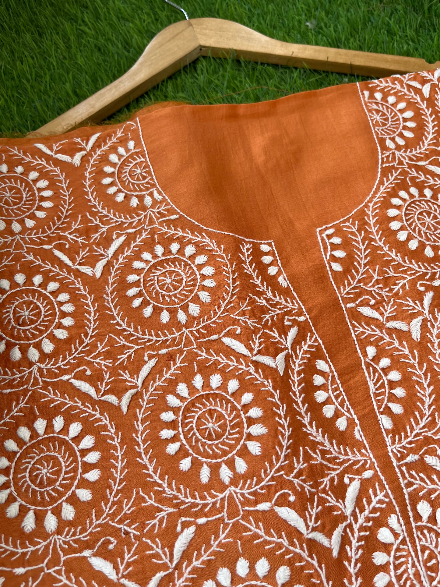 Chanderi chikankari kurta