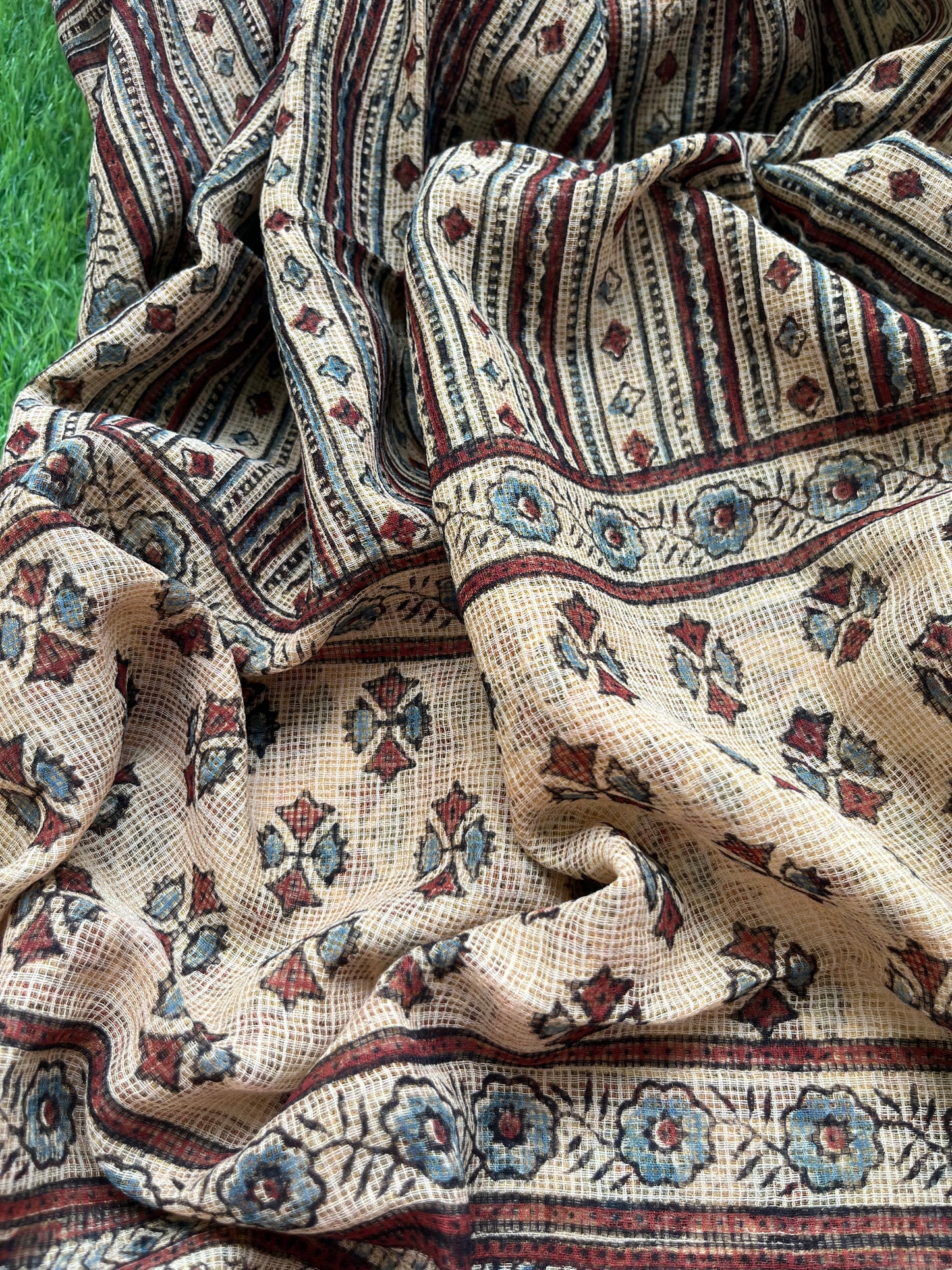Ajrakh cotton Kurta and kota doria dupatta