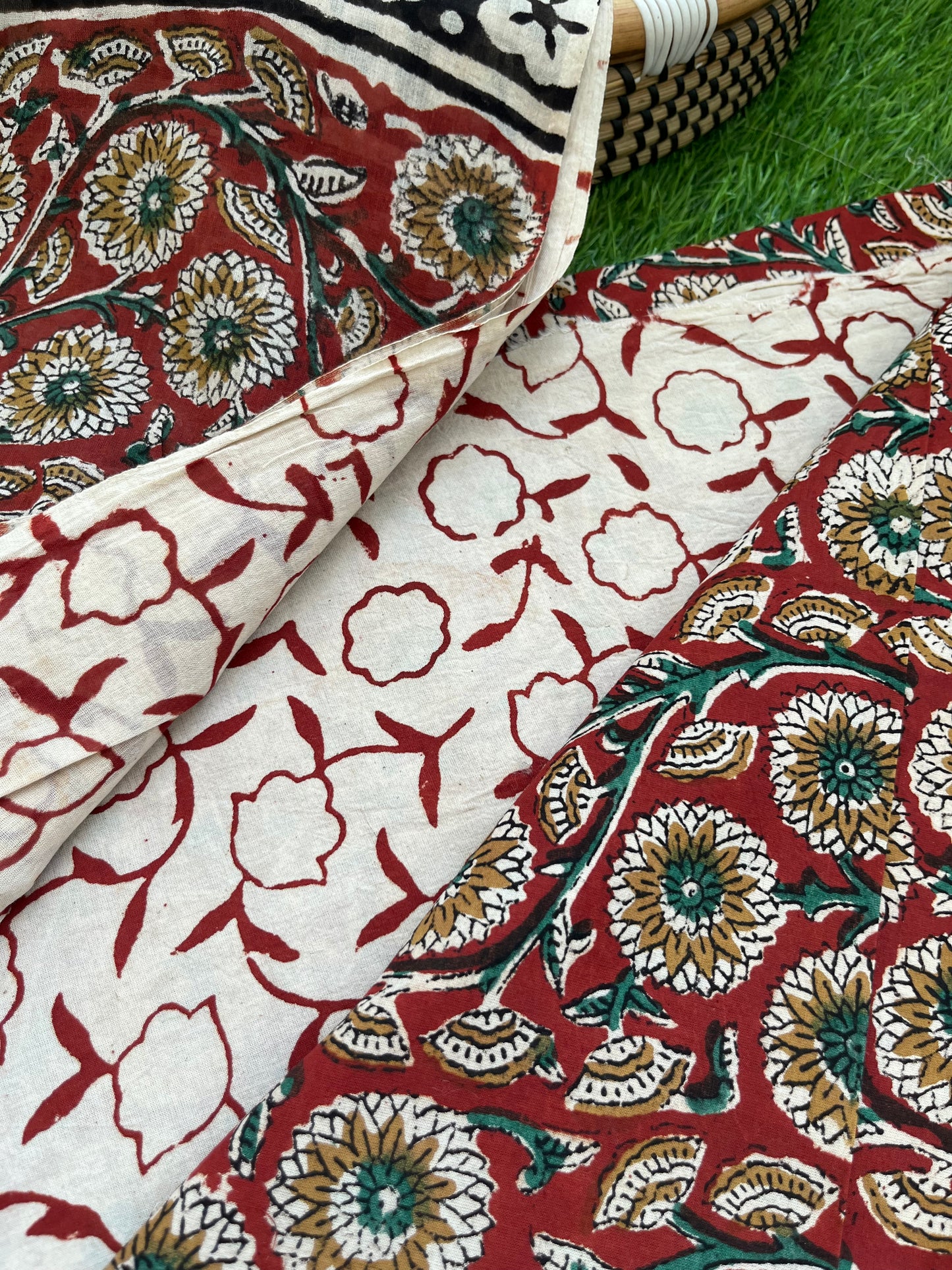 Cotton Kalamkari block print kurta bottom Dupatta