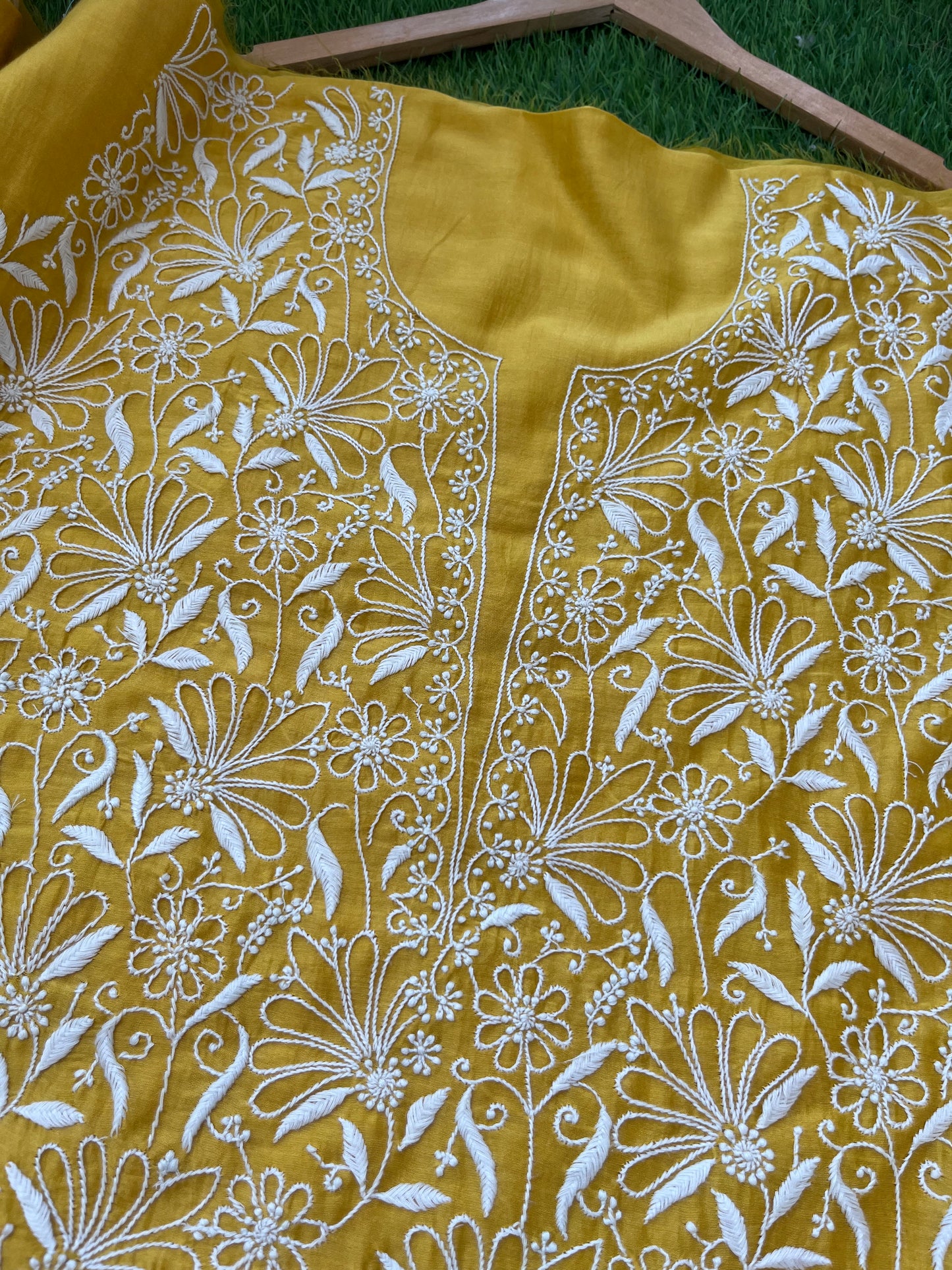 Chanderi chikankari kurta