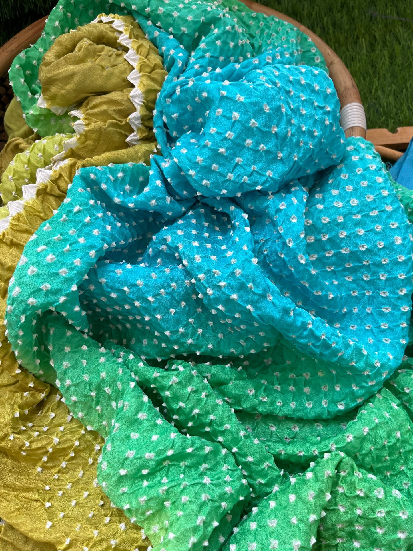 त्योहार् -Gajji Silk bandhani dupatta chanderi fabric