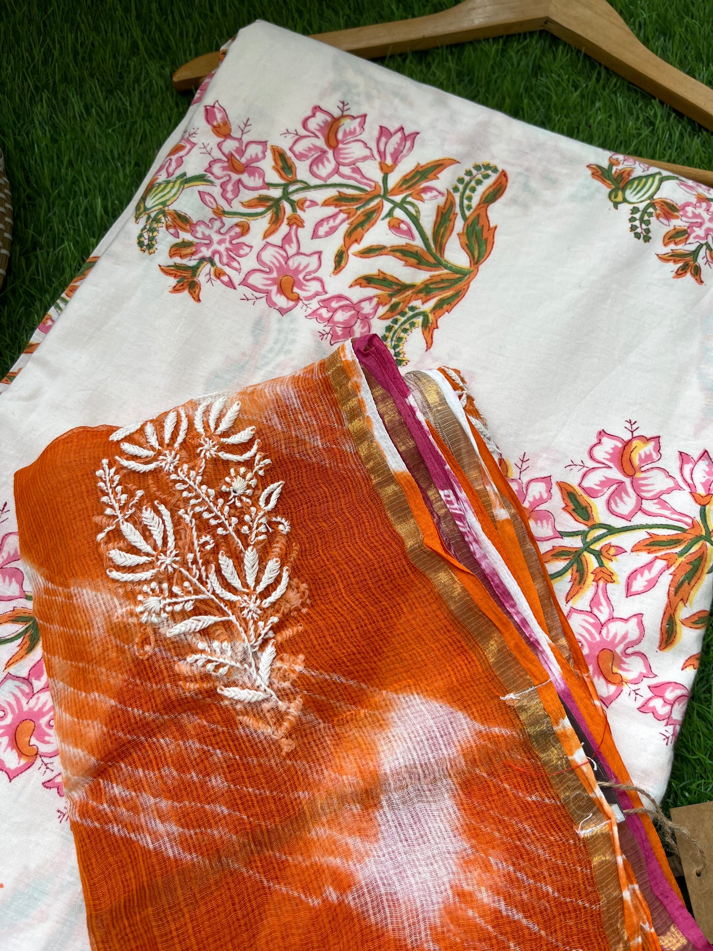 Cotton kurta bottom Kota Doria dupatta