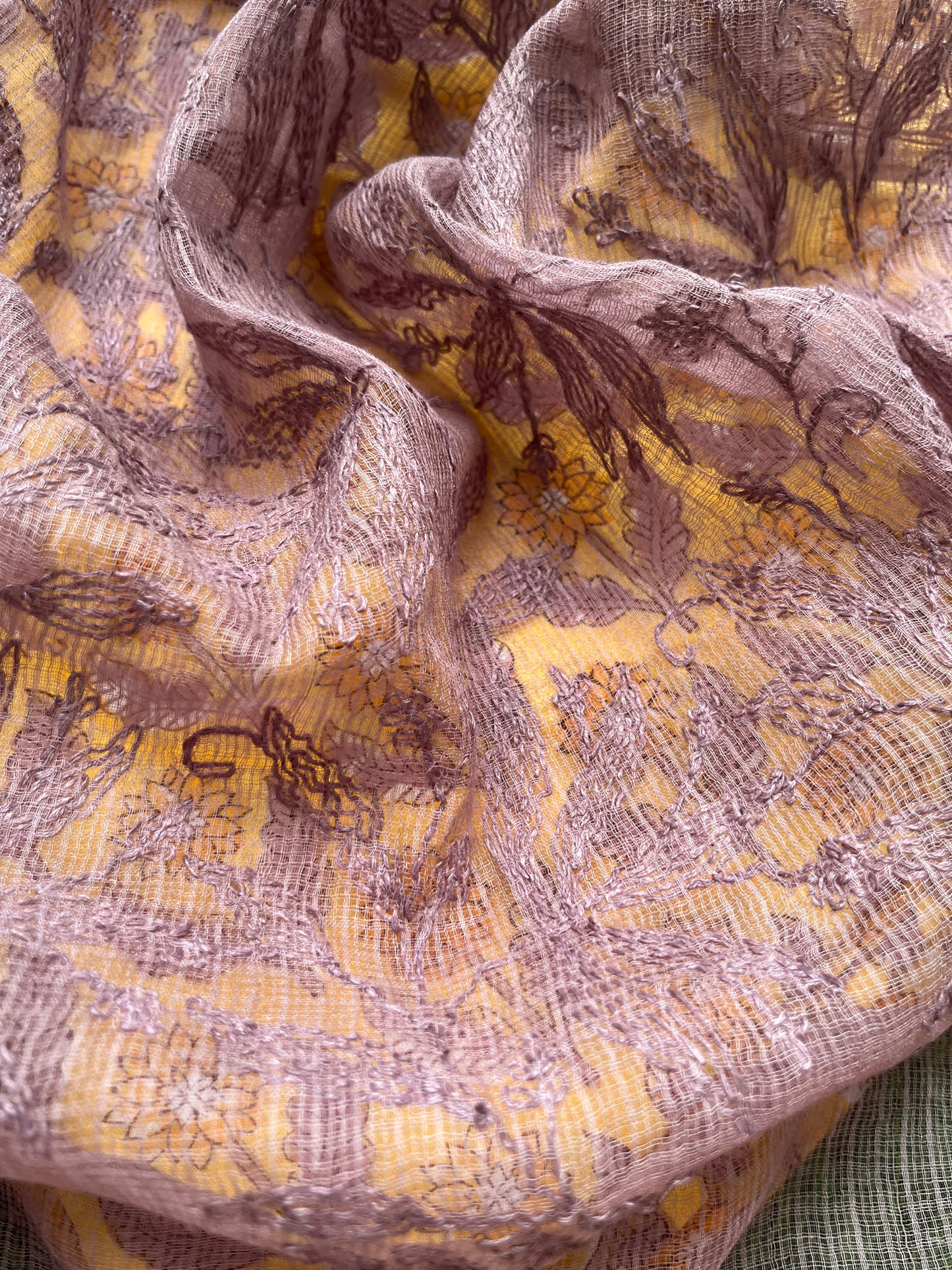 Kota Chikankari Dupatta with print kurta bottom Fabric
