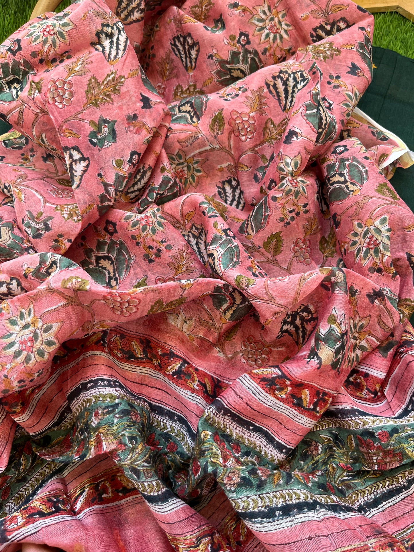 Mangalgiri Cotton kurta bottom chanderi dupatta